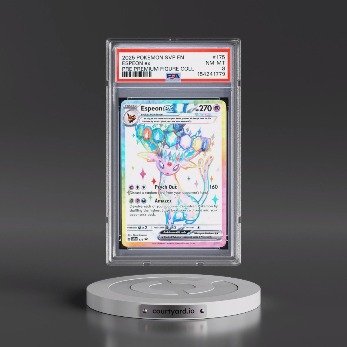 2025 Pokémon Svp EN-SV Black Star Promo #175 Espeon EX - Holo Prismatic Evolutions Premium Figure Collection (PSA 8 NM-MT)