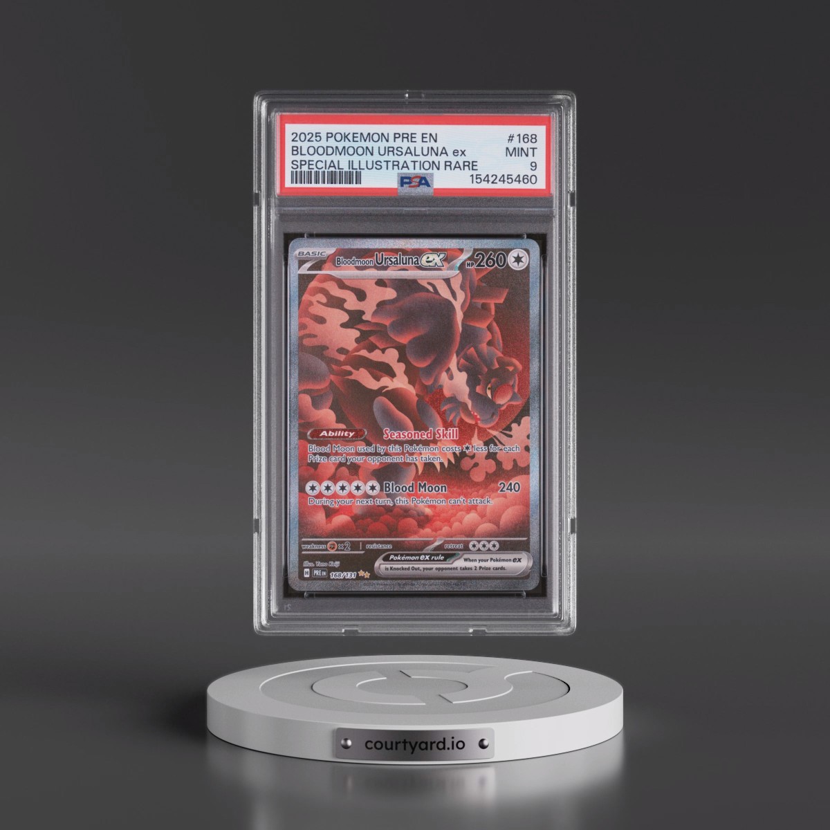 2025 Pokémon Pre EN-Prismatic Evolutions #168 Bloodmoon Ursaluna EX - Holo Special Illustration Rare (PSA 9 MINT)