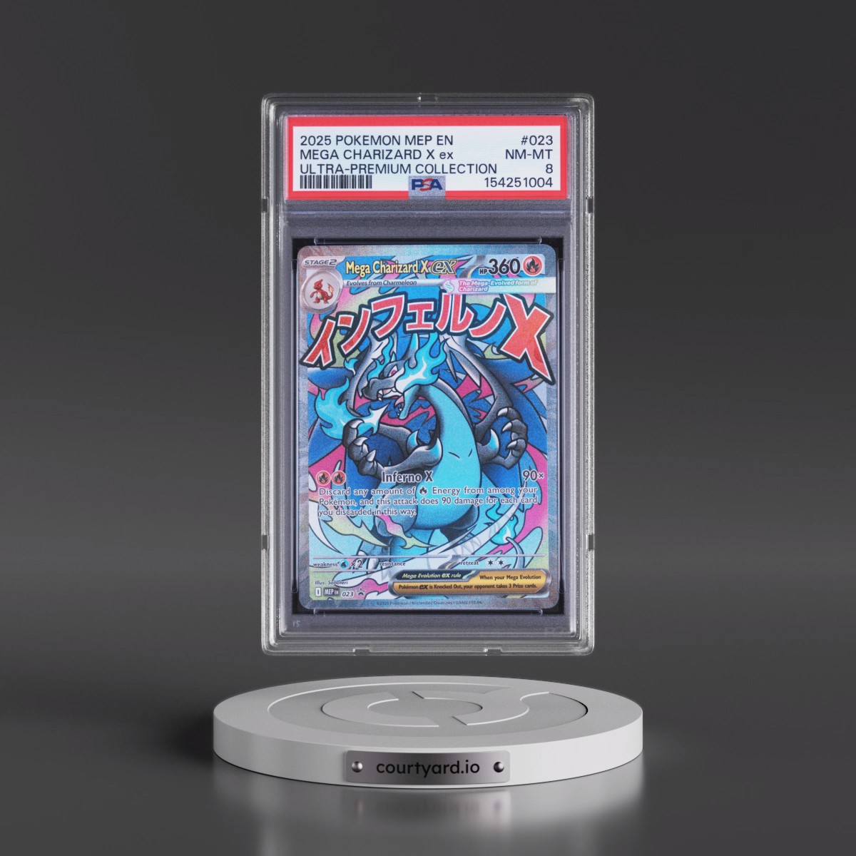 2025 Pokémon Mep EN-Me Black Star Promo #023 Mega Charizard X EX - Holo Mega Charizard X EX Ultra-Premium Collection (PSA 8 NM-MT)