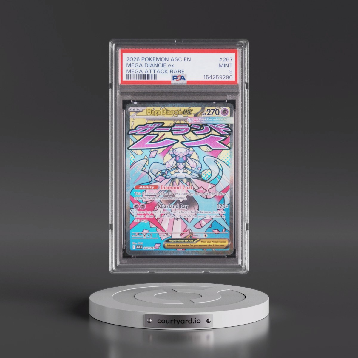 2026 Pokémon Asc EN-Ascended Heroes #267 Mega Diancie EX - Holo Mega Attack Rare (PSA 9 MINT)
