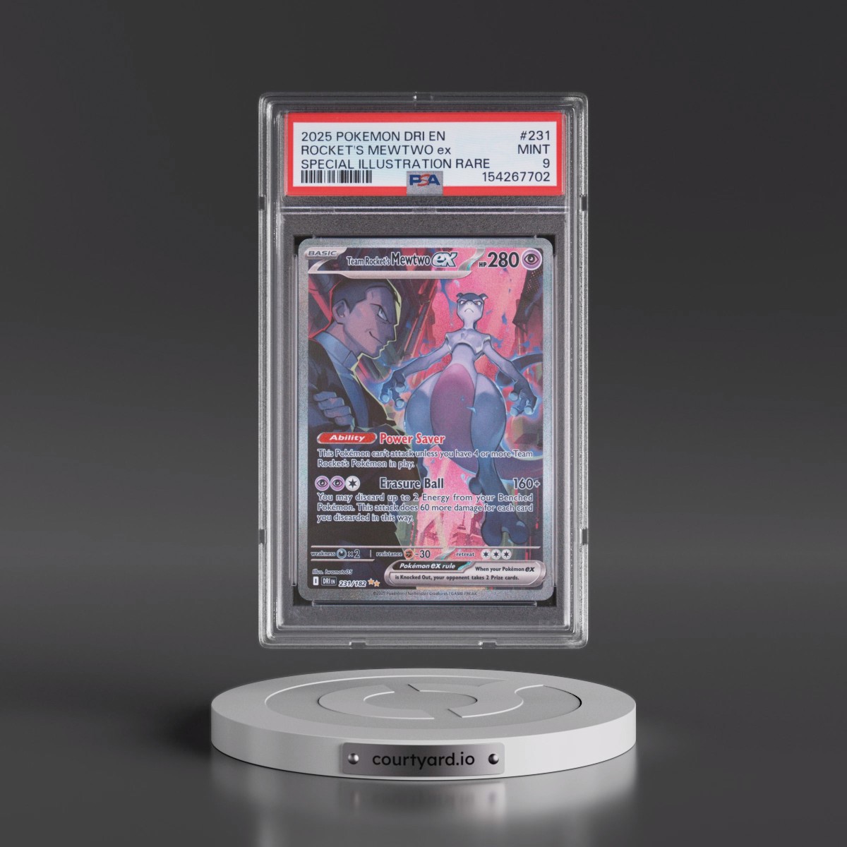 2025 Pokémon Dri EN-Destined Rivals #231 Team Rocket's Mewtwo EX - Holo Special Illustration Rare (PSA 9 MINT)
