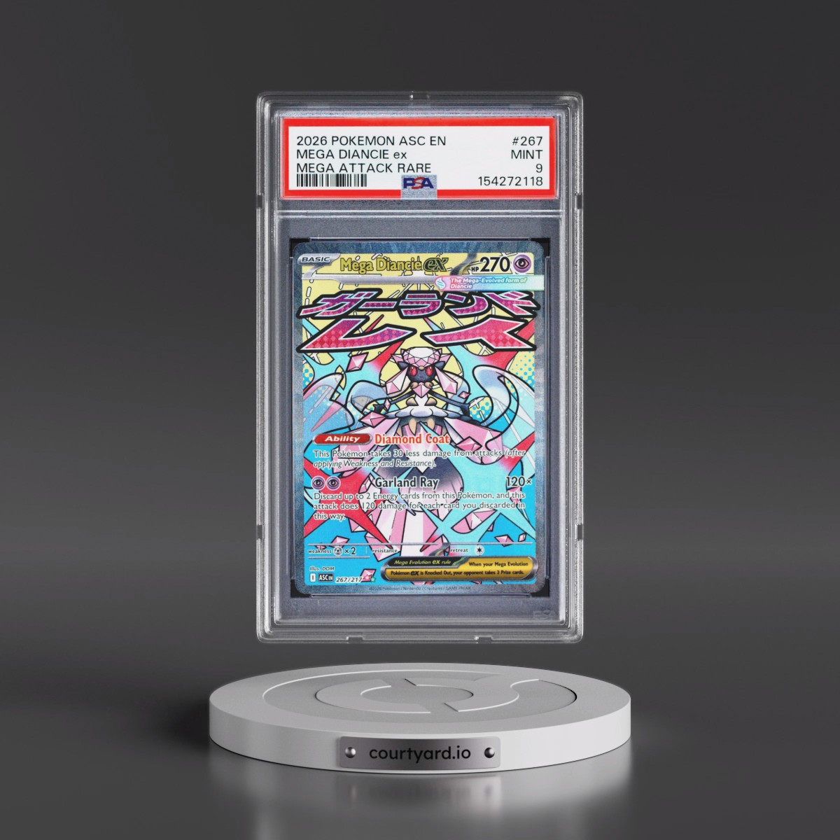 2026 Pokémon Asc EN-Ascended Heroes #267 Mega Diancie EX - Holo Mega Attack Rare (PSA 9 MINT)