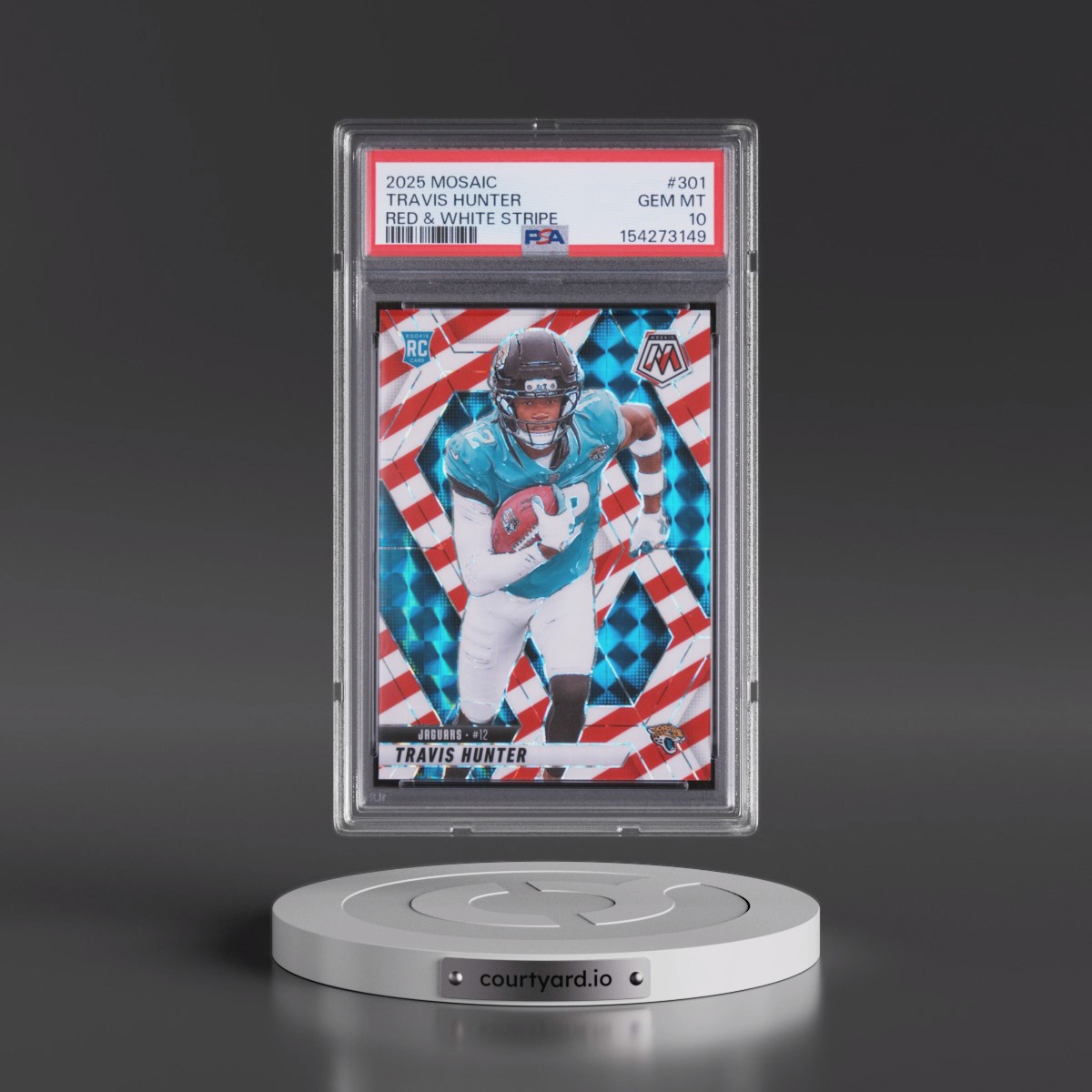 2025 Panini Mosaic #301 Travis Hunter - Red & White Stripe (PSA 10 GEM MINT)