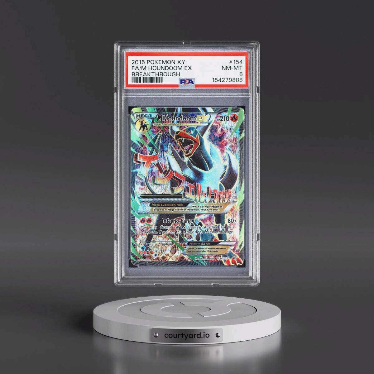2015 Pokémon XY Breakthrough #154 M Houndoom EX - Holo Full Art (PSA 8 NM-MT)