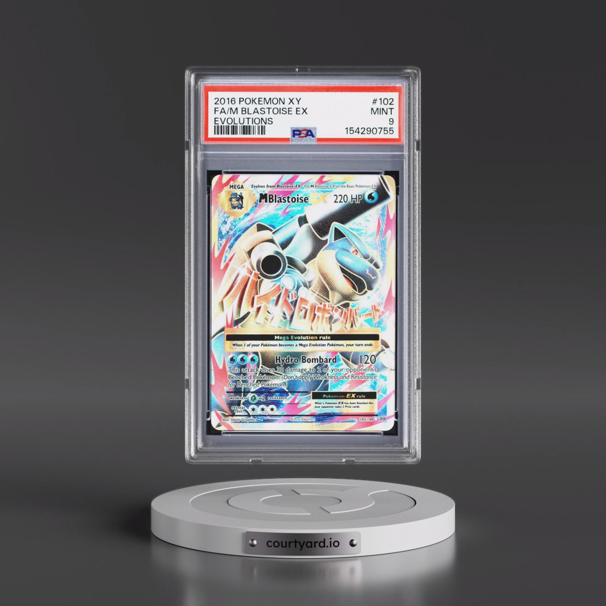 2016 Pokémon XY Evolutions #102 M Blastoise EX - Holo Full Art (PSA 9 MINT)