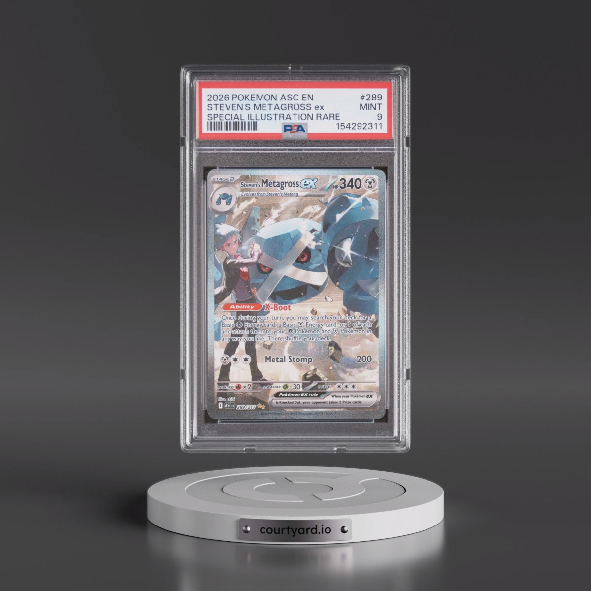 2026 Pokémon Asc EN-Ascended Heroes #289 Steven's Metagross EX - Holo Special Illustration Rare (PSA 9 MINT)