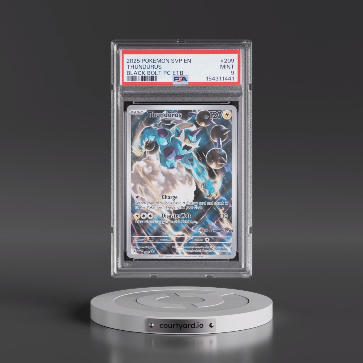 2025 Pokémon Svp EN-SV Black Star Promo #209 Thundurus - Black Bolt Pokemon Center Elite Trainer Box (PSA 9 MINT)