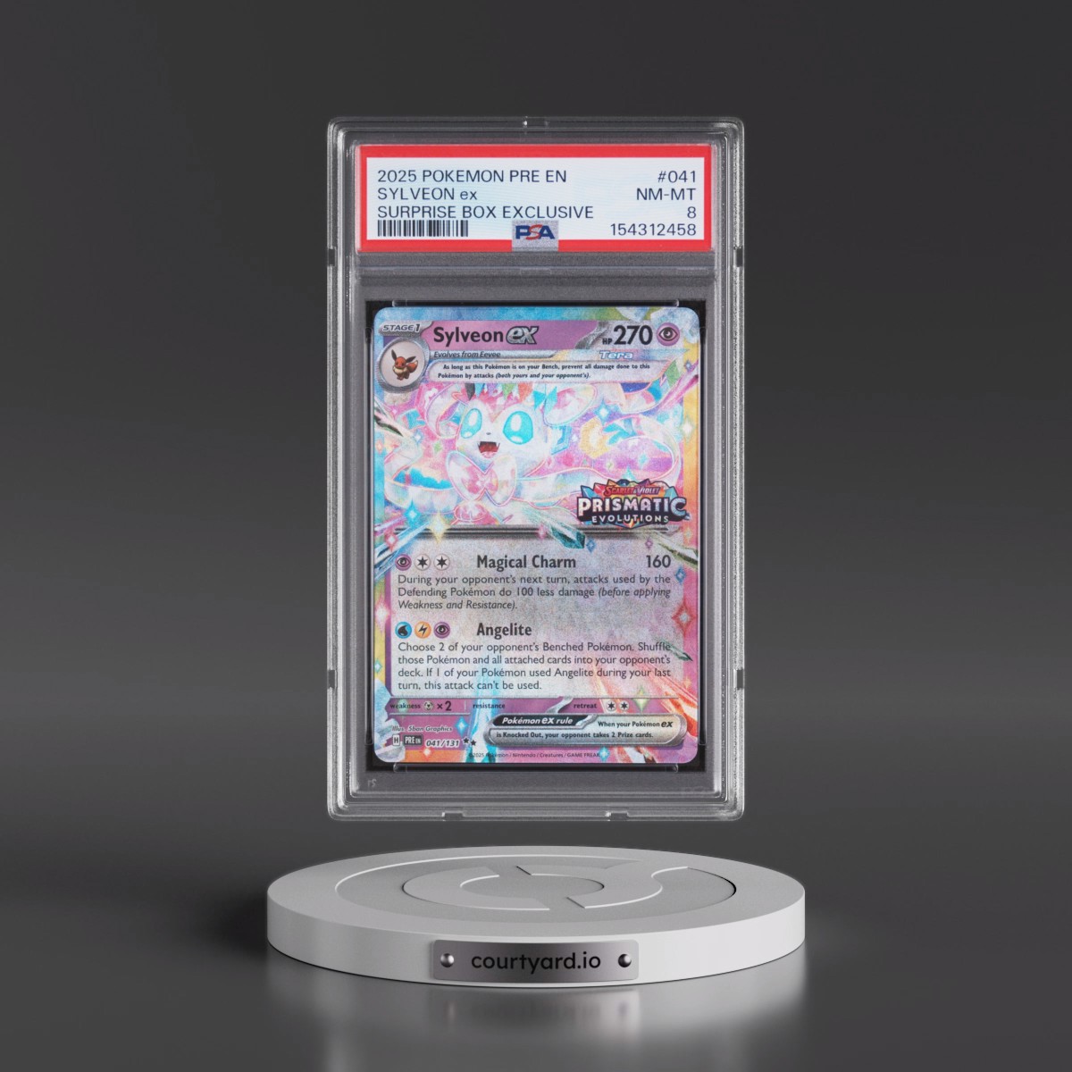 2025 Pokémon Pre EN-Prismatic Evolutions #041 Sylveon EX - Holo Surprise Box Exclusive (PSA 8 NM-MT)