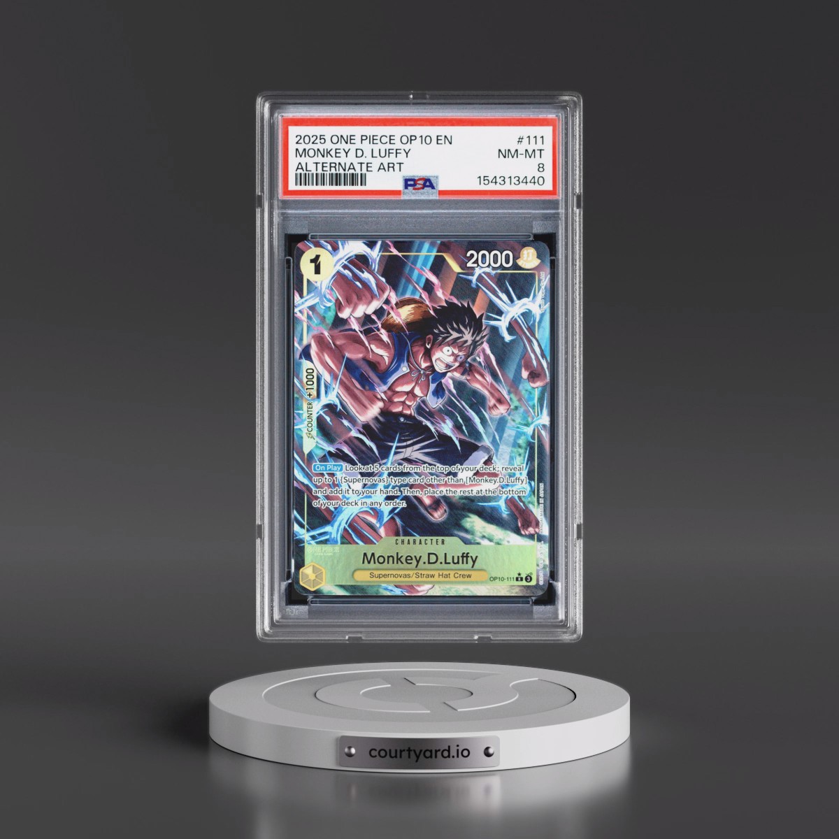 2025 One Piece OP10-Royal Blood #111 Monkey D. Luffy - Alternate Art (PSA 8 NM-MT)
