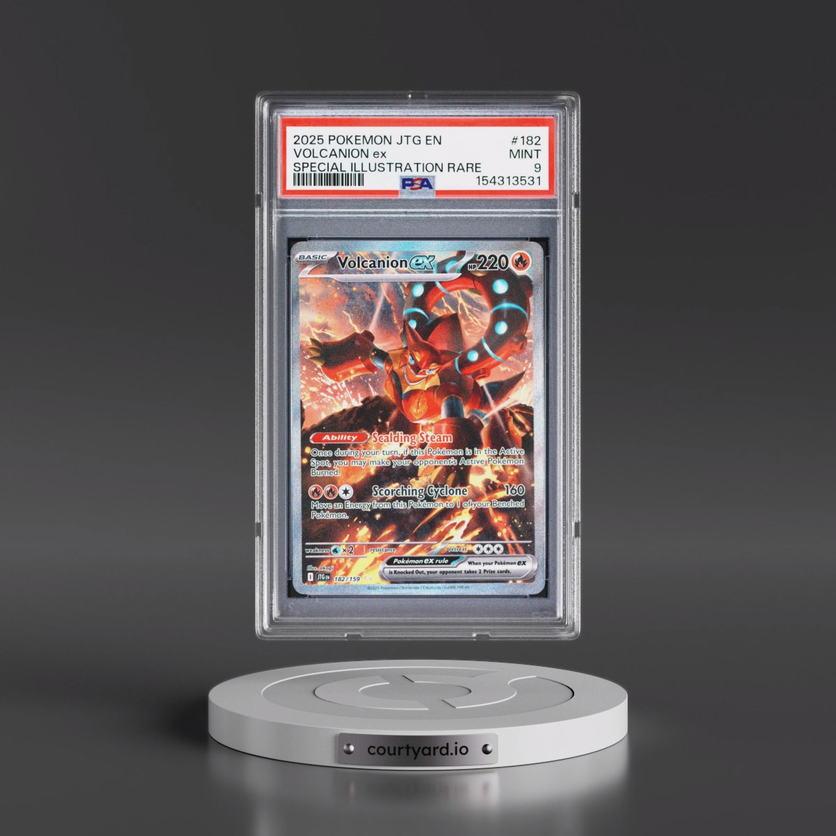 2025 Pokémon Jtg EN-Journey Together #182 Volcanion EX - Holo Special Illustration Rare (PSA 9 MINT)
