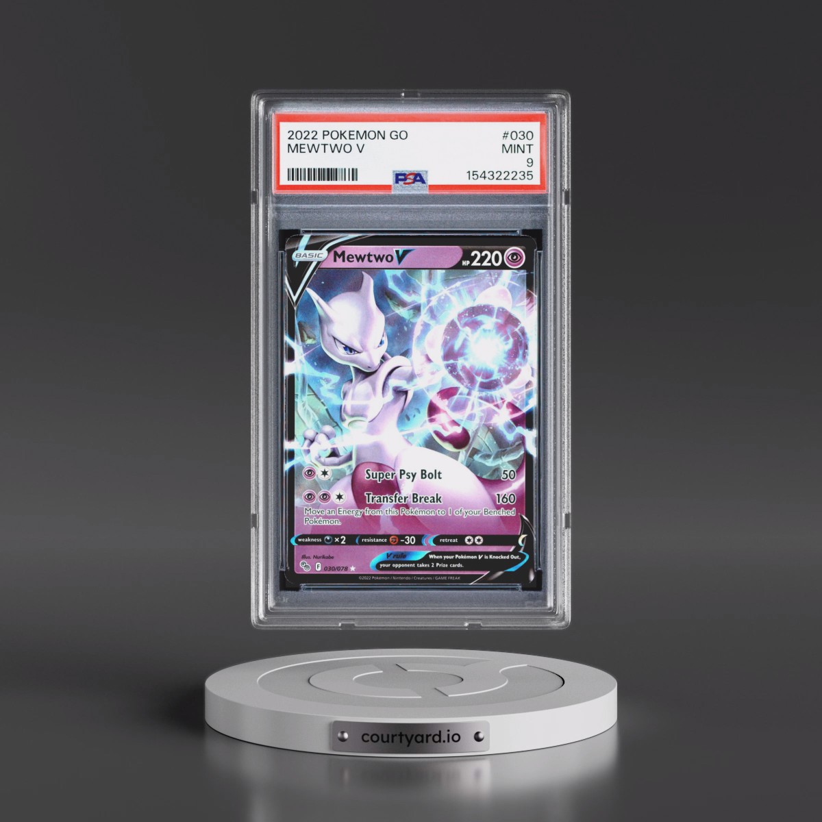 2022 Pokémon Go #030 Mewtwo V - Holo (PSA 9 MINT)