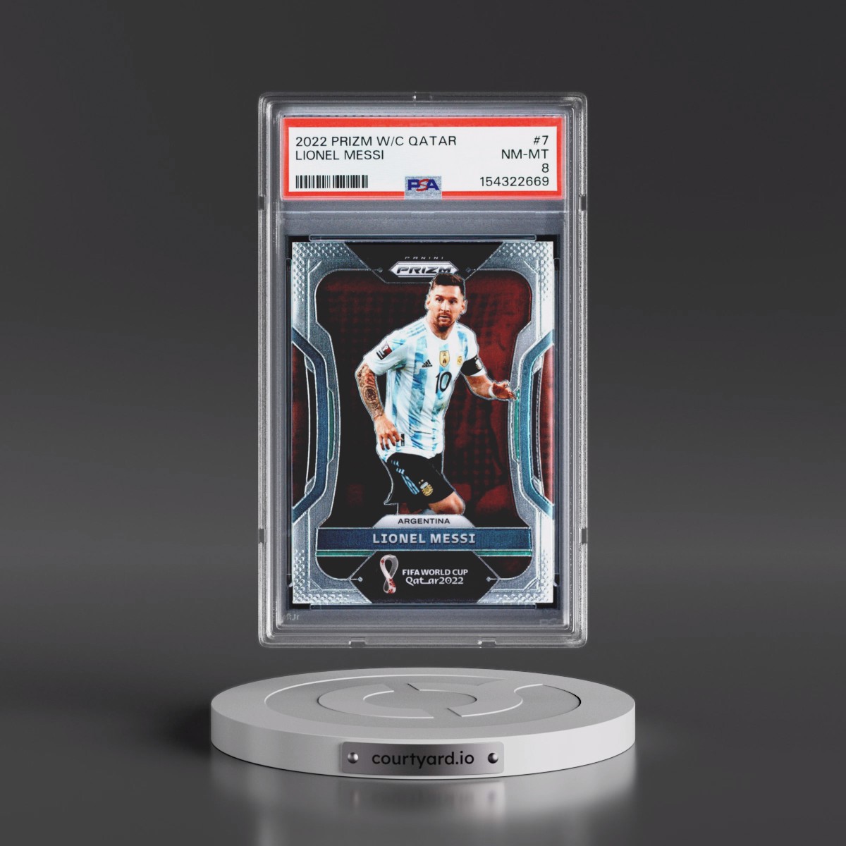 2022 Panini Prizm World Cup Qatar #7 Lionel Messi (PSA 8 NM-MT)
