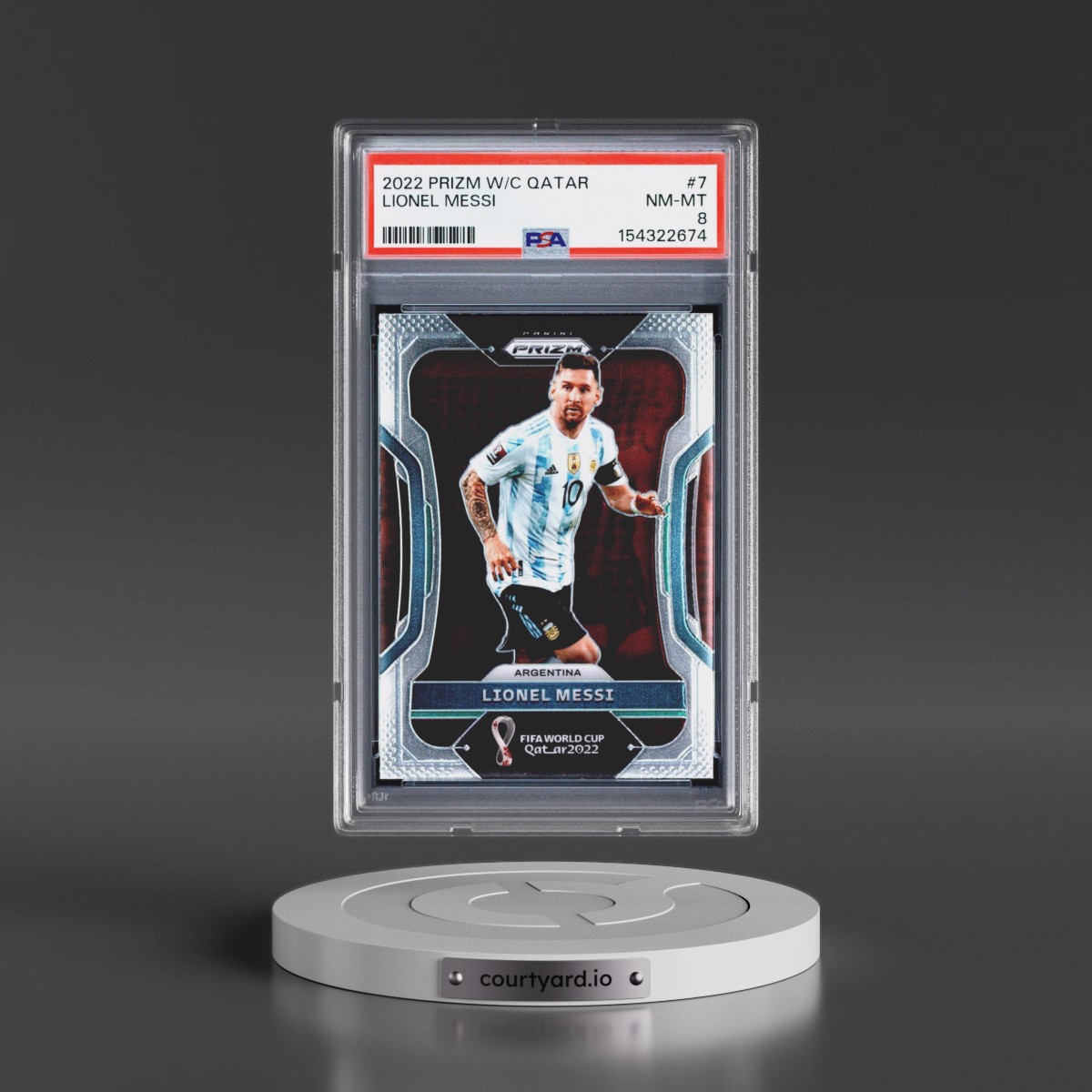 2022 Panini Prizm World Cup Qatar #7 Lionel Messi (PSA 8 NM-MT)