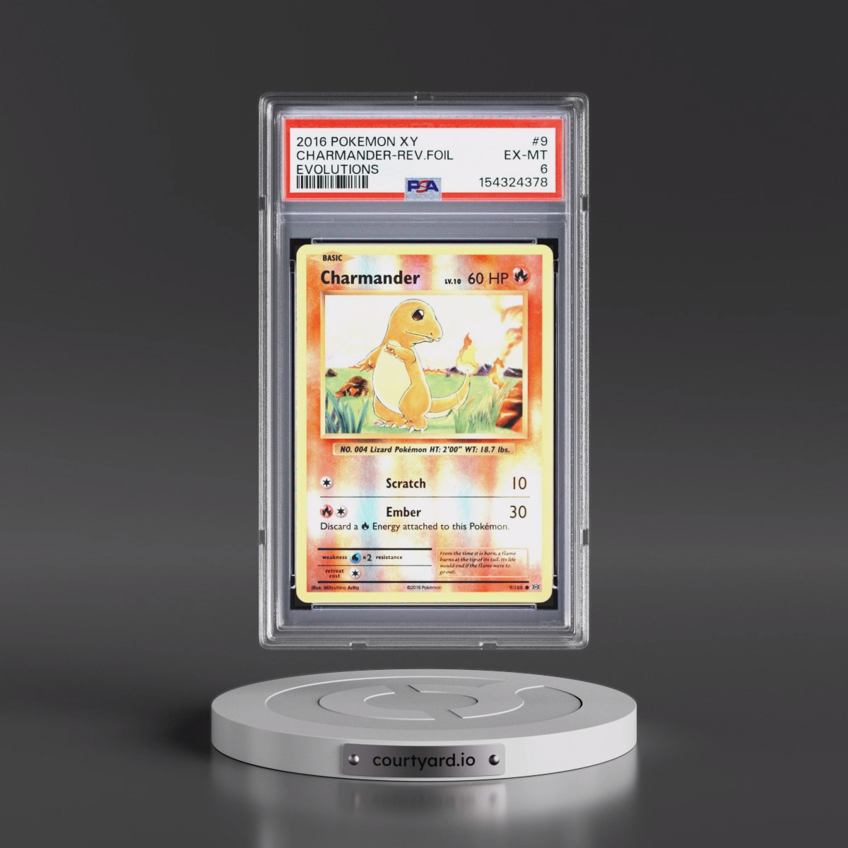 2016 Pokémon XY Evolutions #9 Charmander - Reverse Foil (PSA 6 EX-MT)