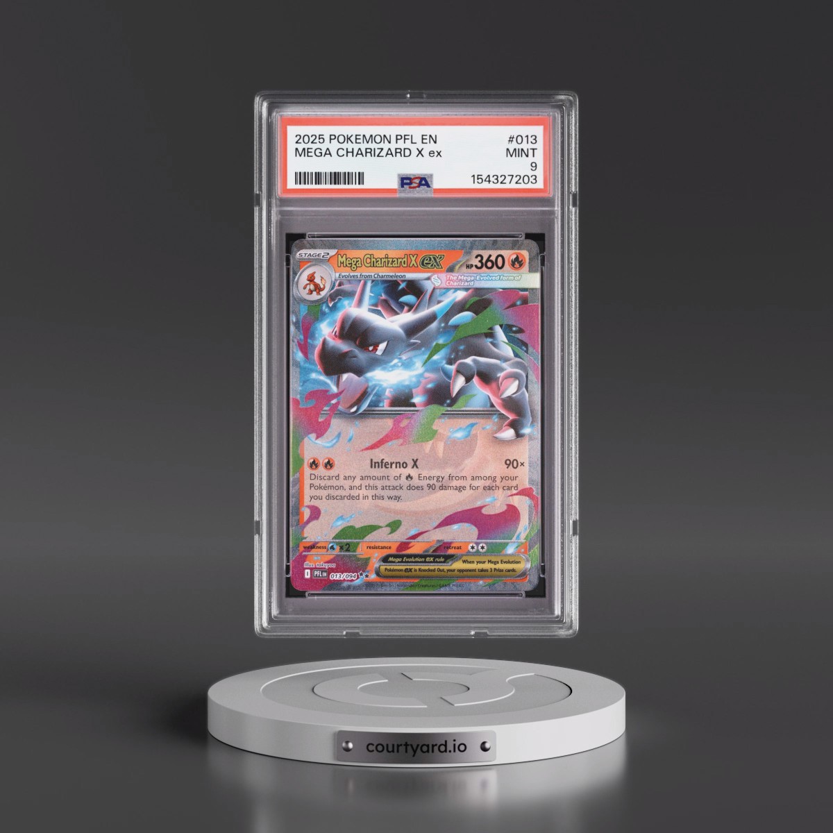 2025 Pokémon Pfl EN-Phantasmal Flames #013 Mega Charizard X EX - Holo (PSA 9 MINT)