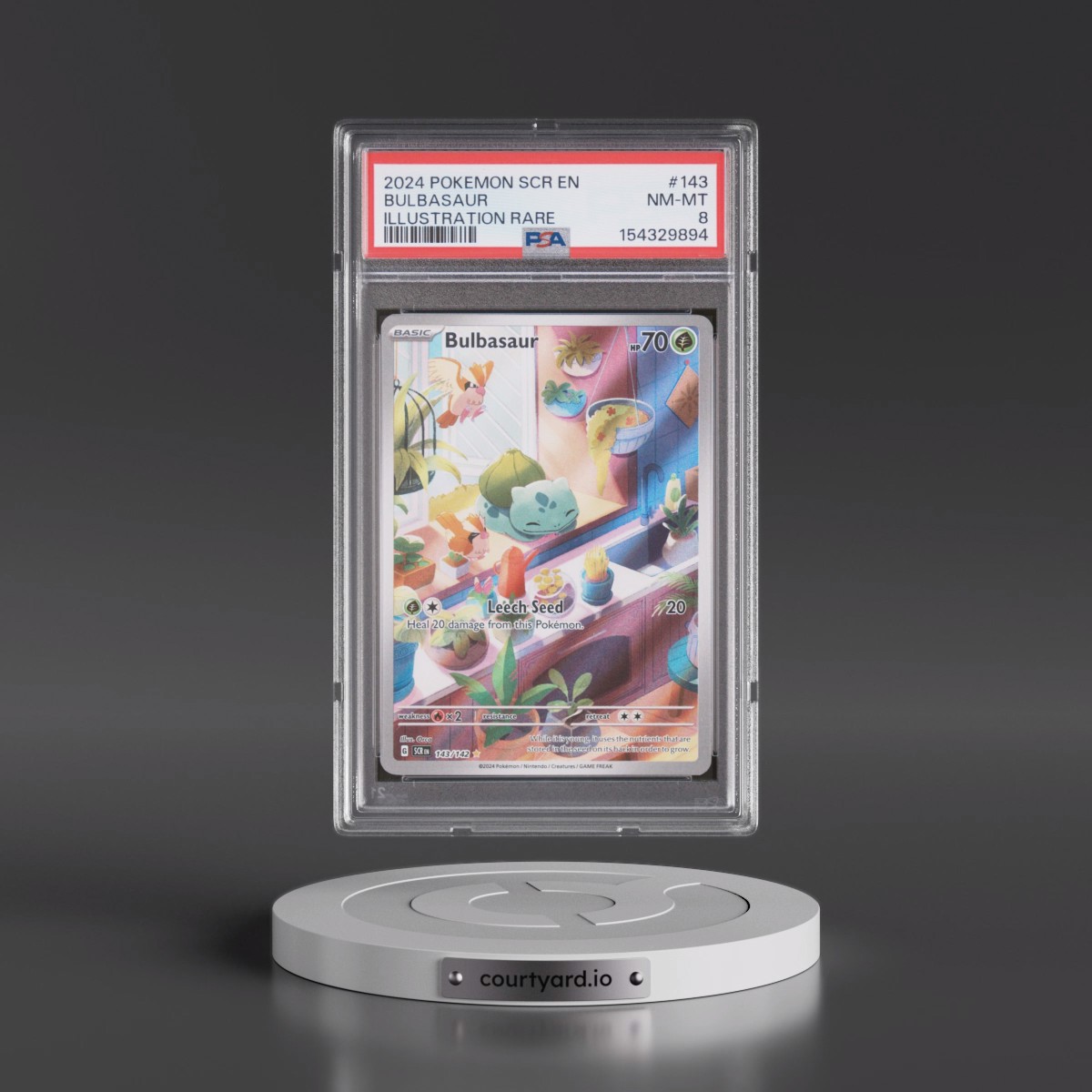 2024 Pokémon Scr EN-Stellar Crown #143 Bulbasaur - Illustration Rare (PSA 8 NM-MT)