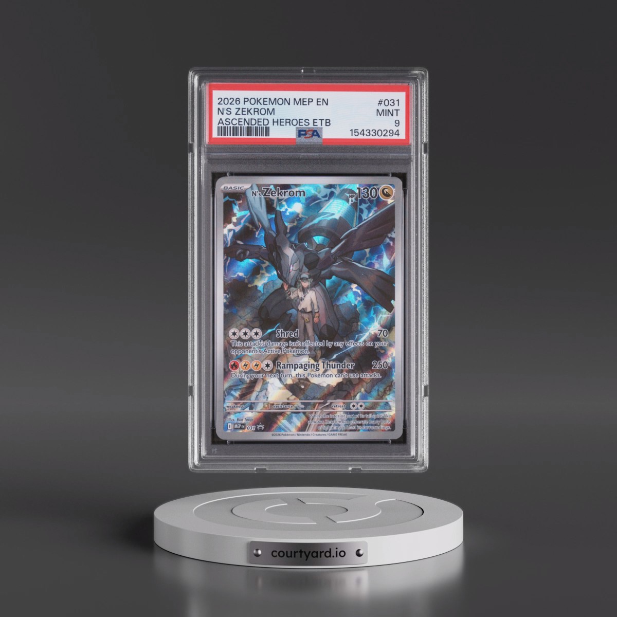 2026 Pokémon Mep EN-Me Black Star Promo #031 N's Zekrom - Ascended Heroes Elite Trainer Box (PSA 9 MINT)