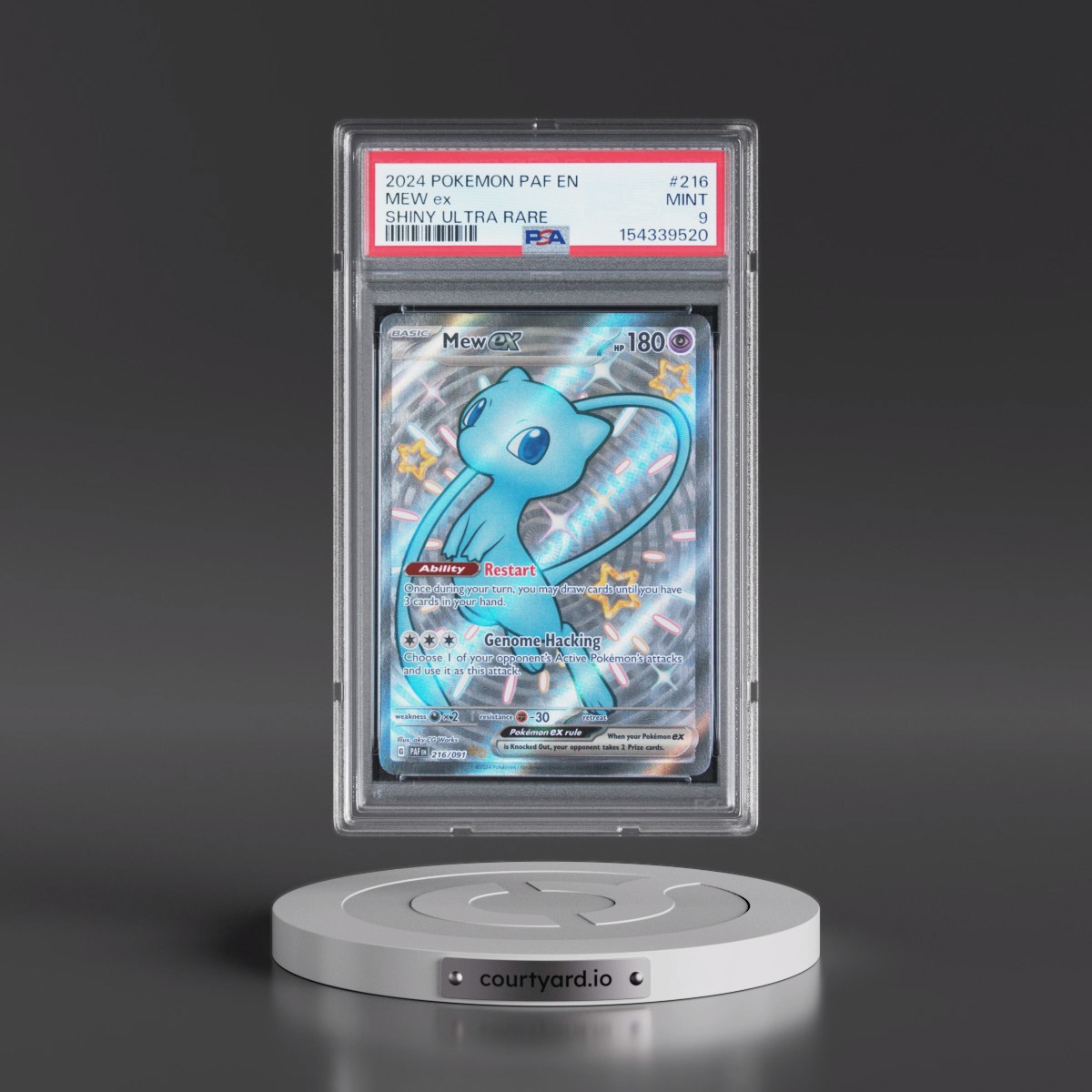 2024 Pokémon Paf EN-Paldean Fates #216 Mew EX - Holo Shiny Ultra Rare (PSA 9 MINT)