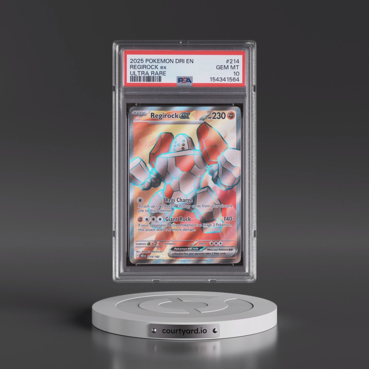 2025 Pokémon Dri EN-Destined Rivals #214 Regirock EX - Holo Ultra Rare (PSA 10 GEM MINT)