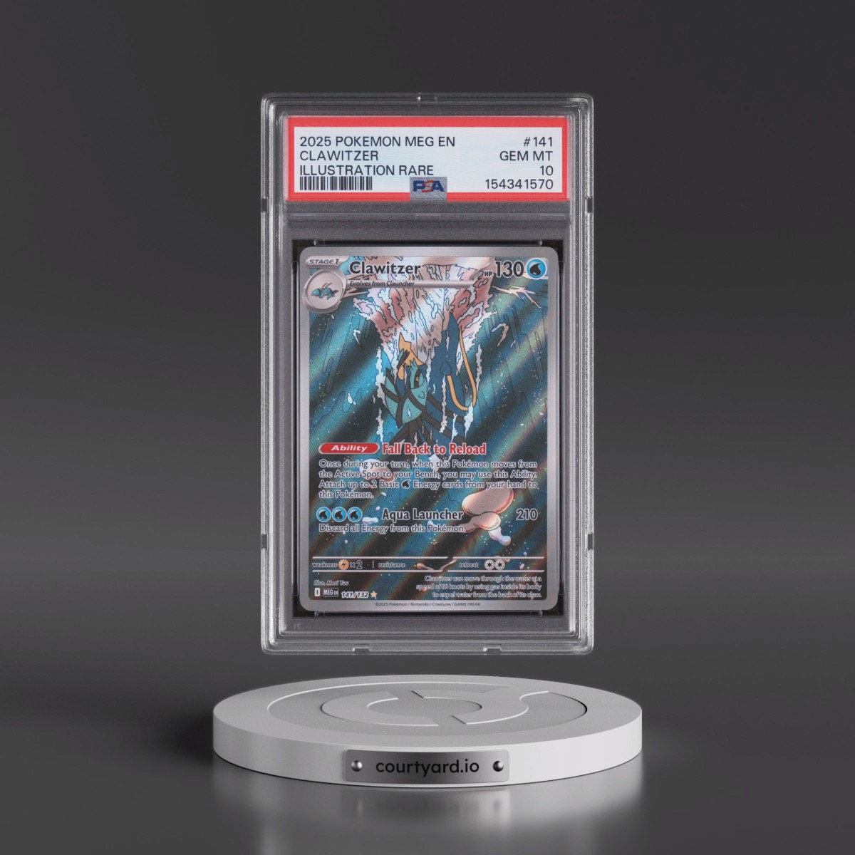 2025 Pokémon Meg EN-Mega Evolution #141 Clawitzer - Illustration Rare (PSA 10 GEM MINT)