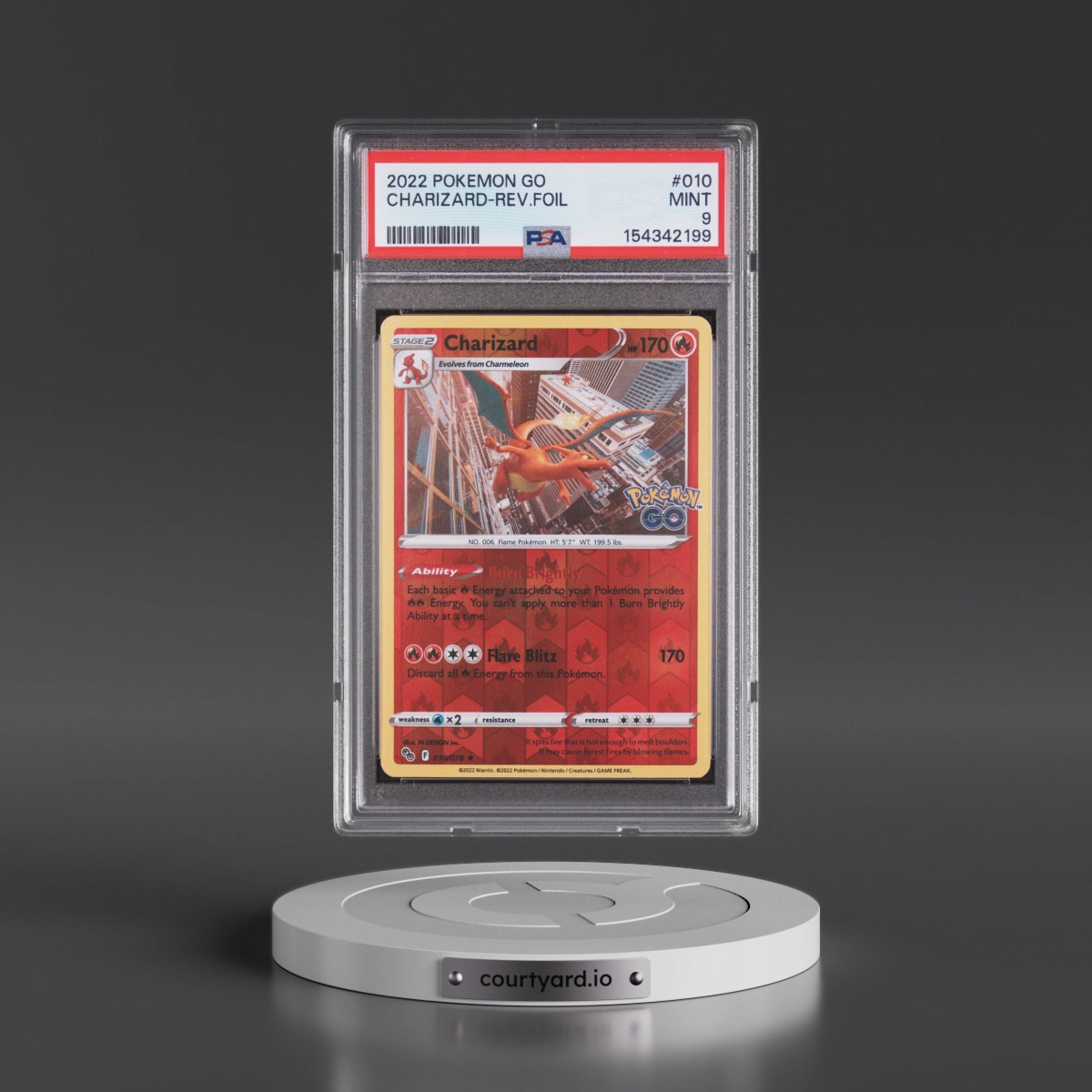 2022 Pokémon Go #010 Charizard - Reverse Foil (PSA 9 MINT)