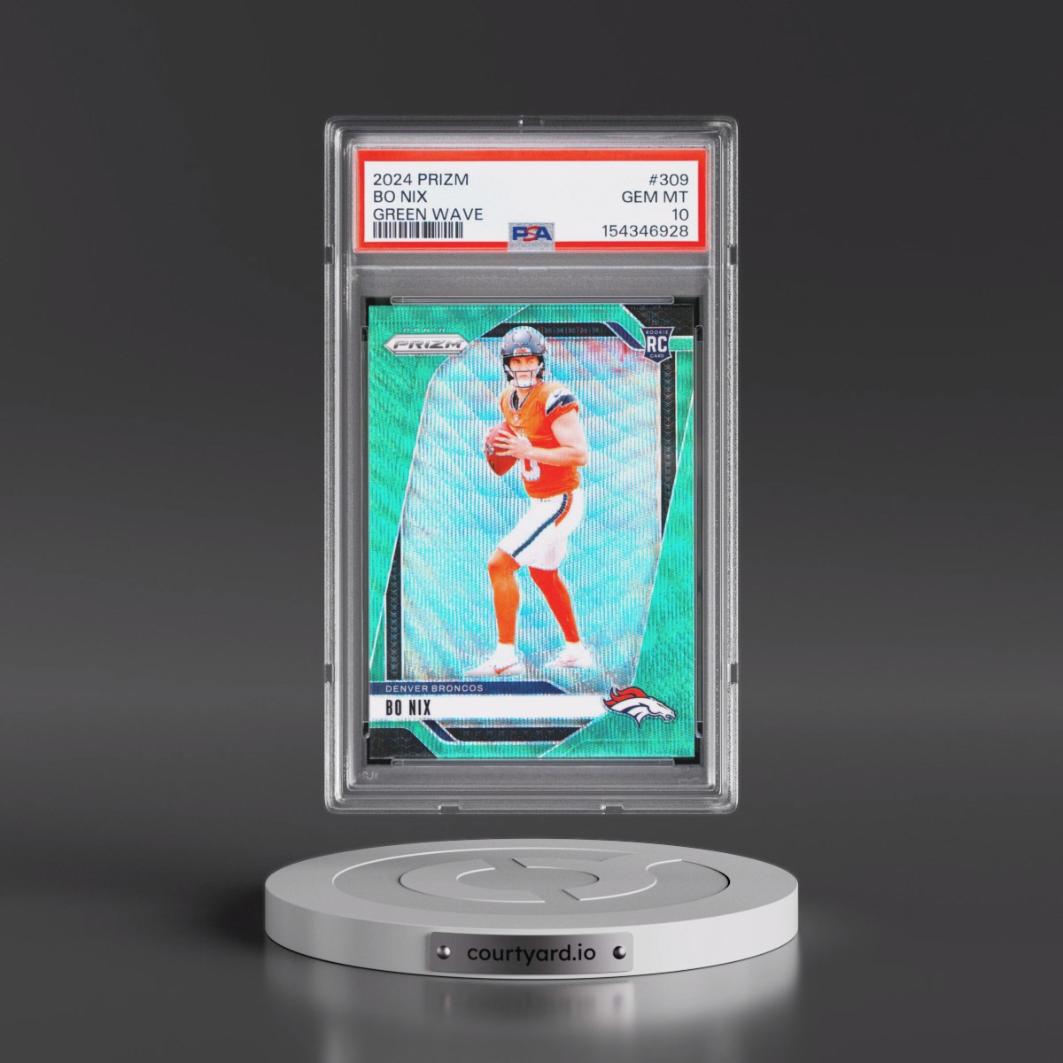 2024 Panini Prizm #309 Bo Nix - Green Wave (PSA 10 GEM MINT)