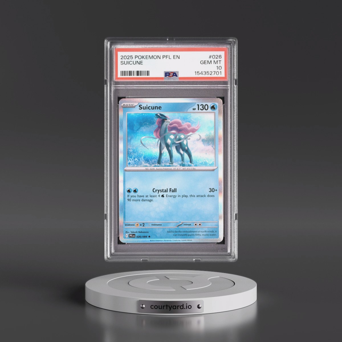 2025 Pokémon Pfl EN-Phantasmal Flames #026 Suicune (PSA 10 GEM MINT)