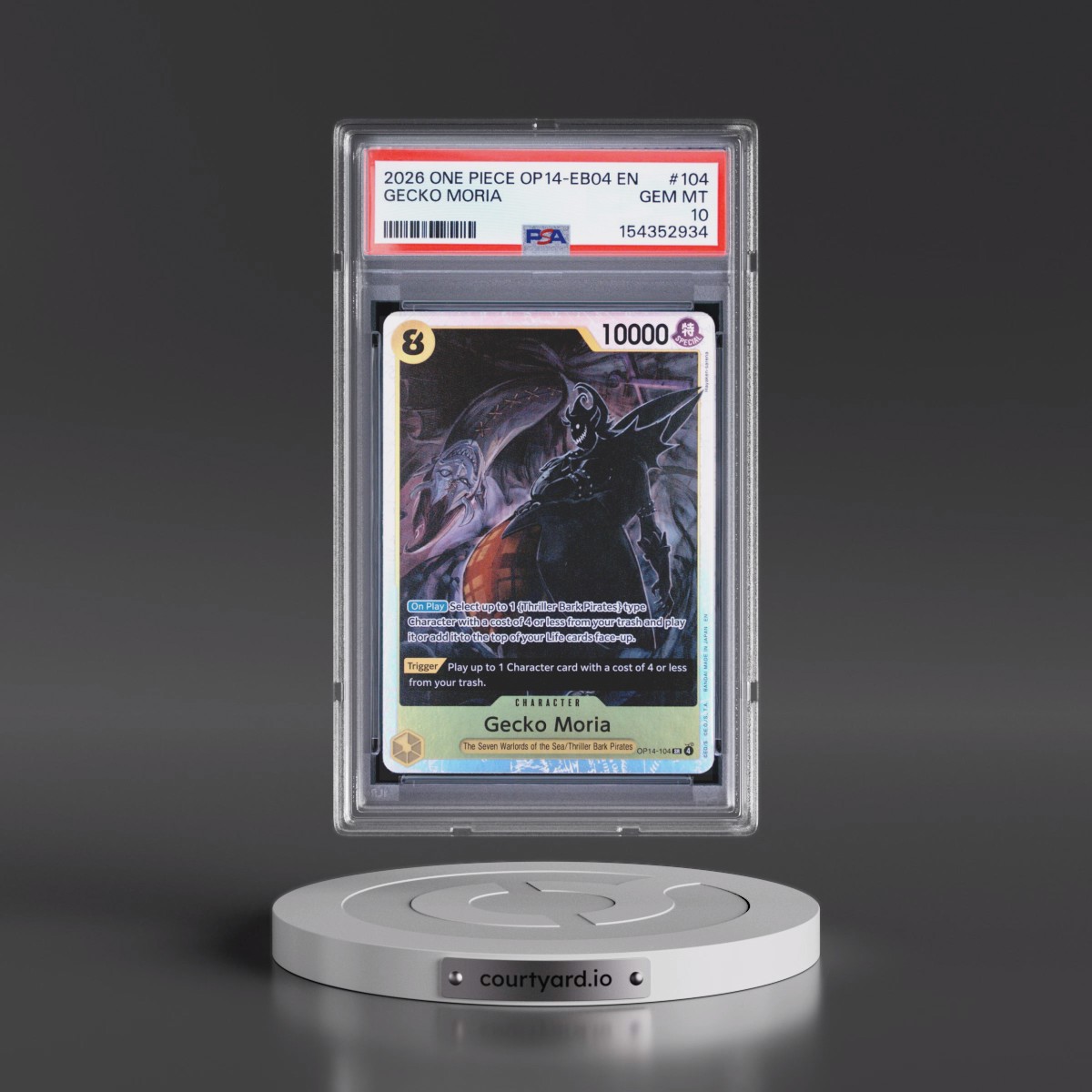 2026 One Piece OP14-EB04-the Azure Sea's Seven #104 Gecko Moria (PSA 10 GEM MINT)