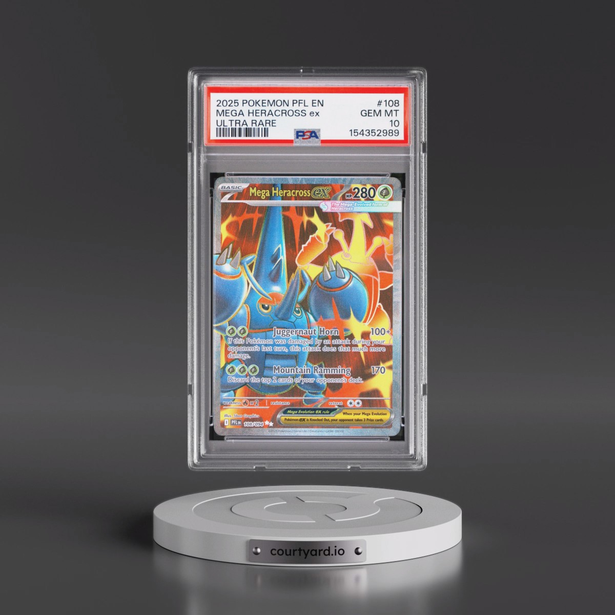 2025 Pokémon Pfl EN-Phantasmal Flames #108 Mega Heracross EX - Holo Ultra Rare (PSA 10 GEM MINT)