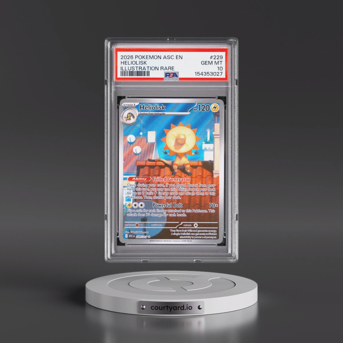 2026 Pokémon Asc EN-Ascended Heroes #229 Heliolisk - Illustration Rare (PSA 10 GEM MINT)