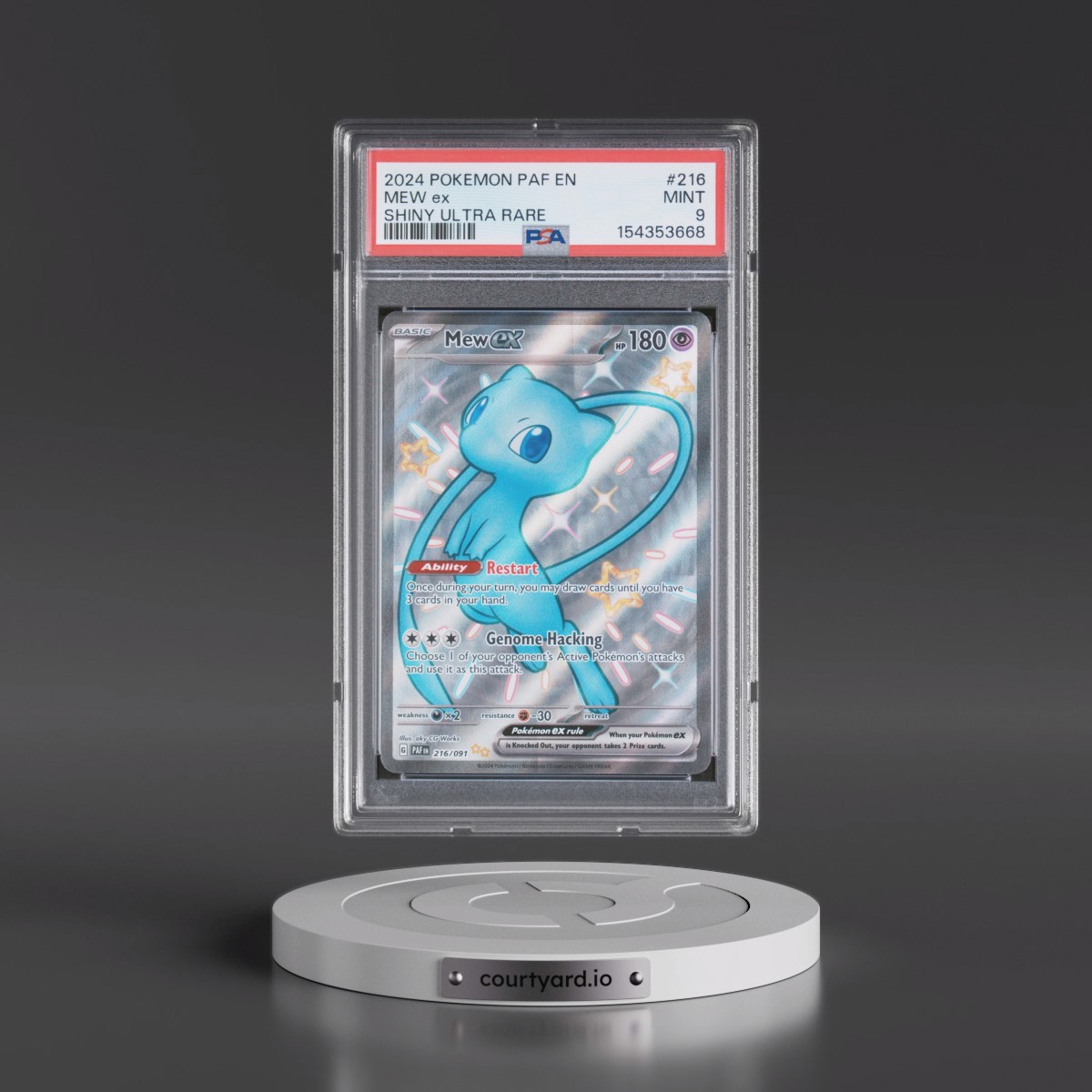 2024 Pokémon Paf EN-Paldean Fates #216 Mew EX - Holo Shiny Ultra Rare (PSA 9 MINT)