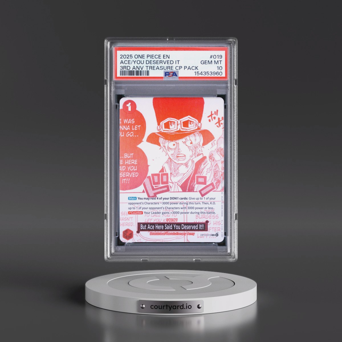2025 One Piece 3rd Anniversary! One Piece Card Treasure Campaign Pack #019 But Ace Here Said You Deserved It!! (PSA 10 GEM MINT)