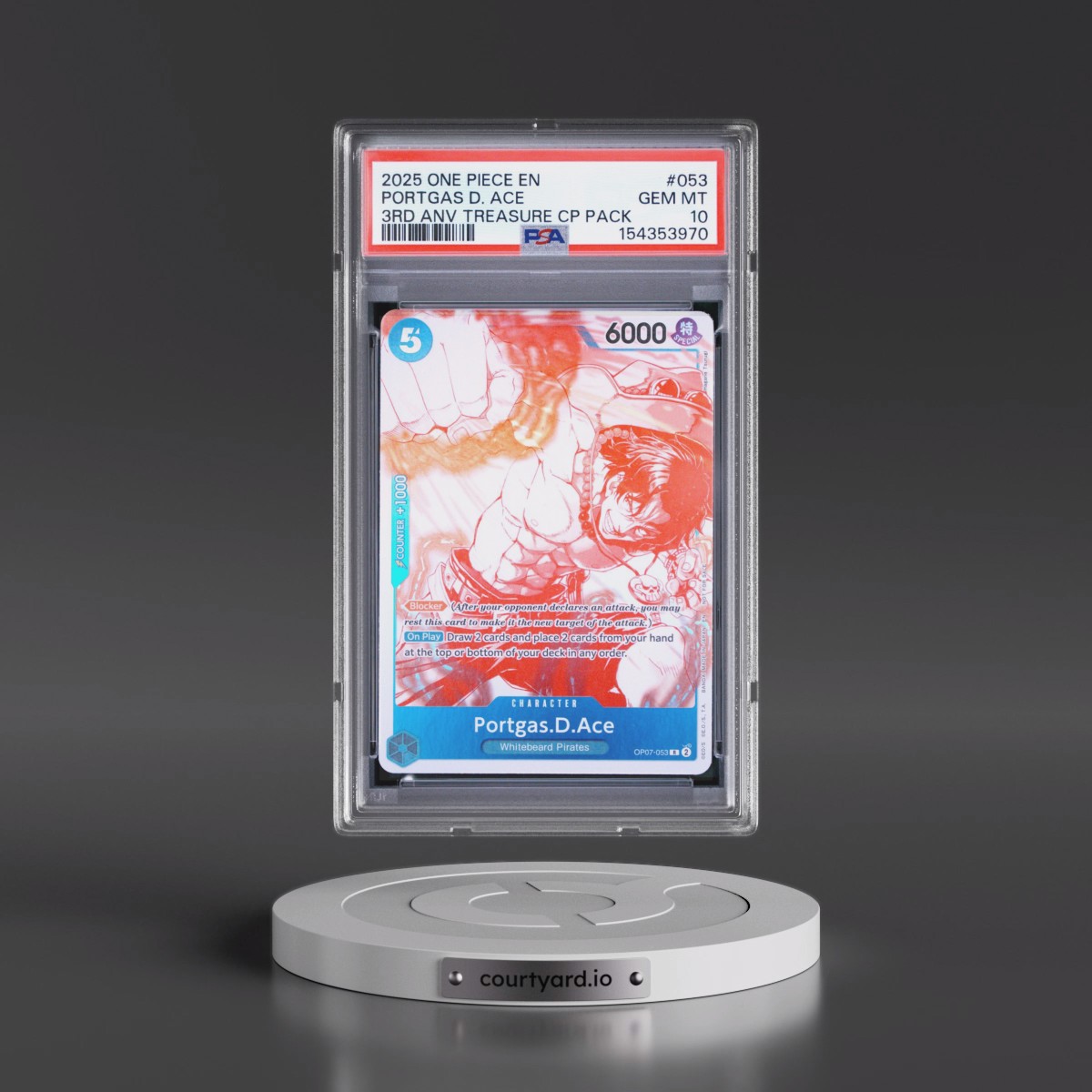 2025 One Piece 3rd Anniversary! One Piece Card Treasure Campaign Pack #053 Portgas D. Ace (PSA 10 GEM MINT)