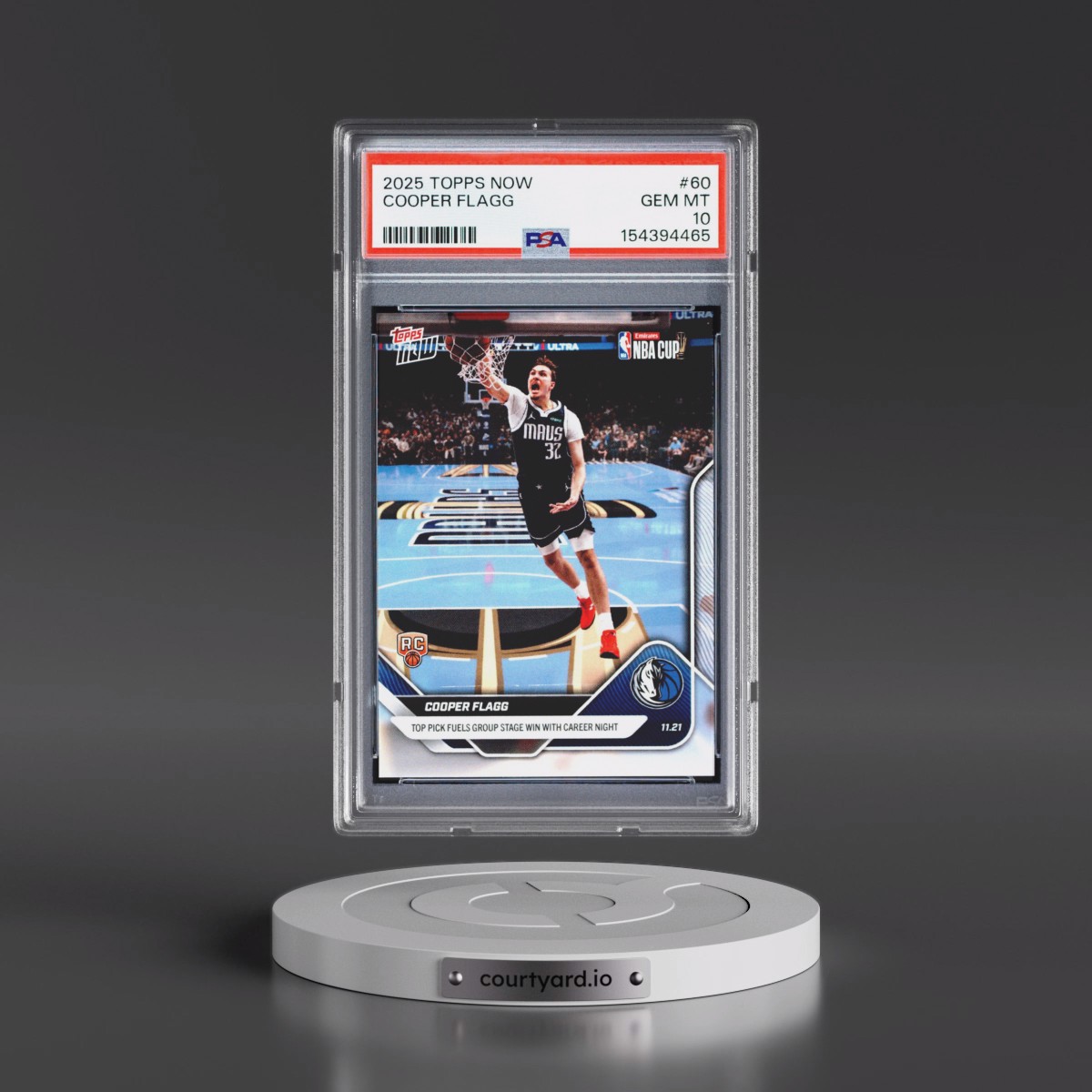 2025 Topps Now #60 Cooper Flagg (PSA 10 GEM MINT)