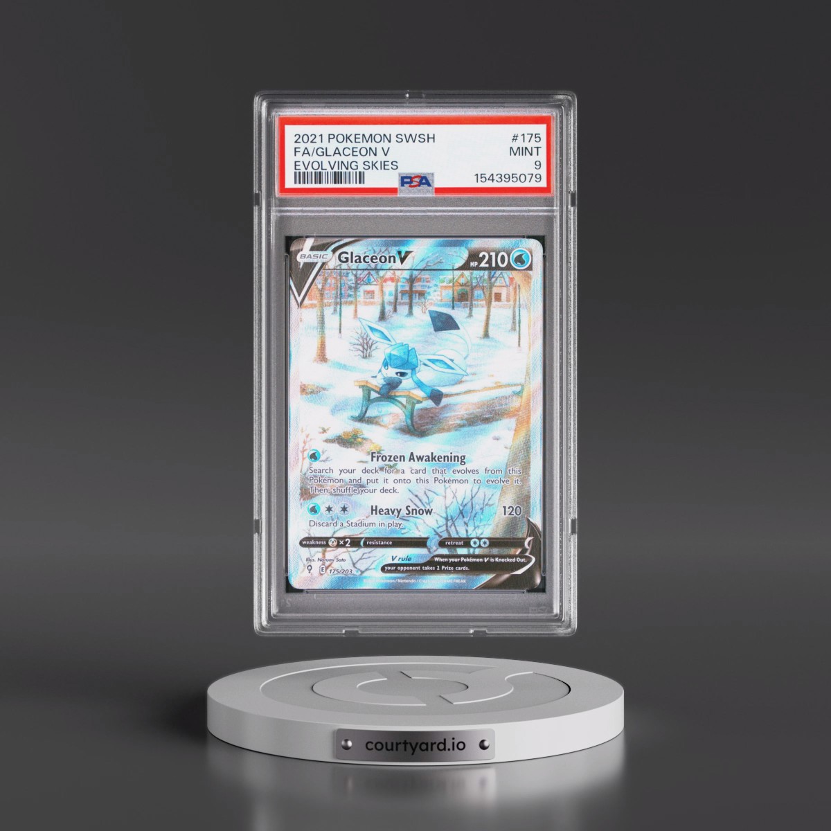 2021 Pokémon Sword & Shield Evolving Skies #175 Glaceon V - Holo Full Art (PSA 9 MINT)