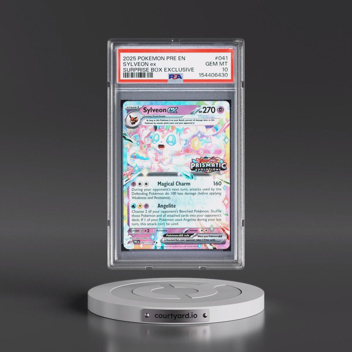 2025 Pokémon Pre EN-Prismatic Evolutions #041 Sylveon EX - Holo Surprise Box Exclusive (PSA 10 GEM MINT)