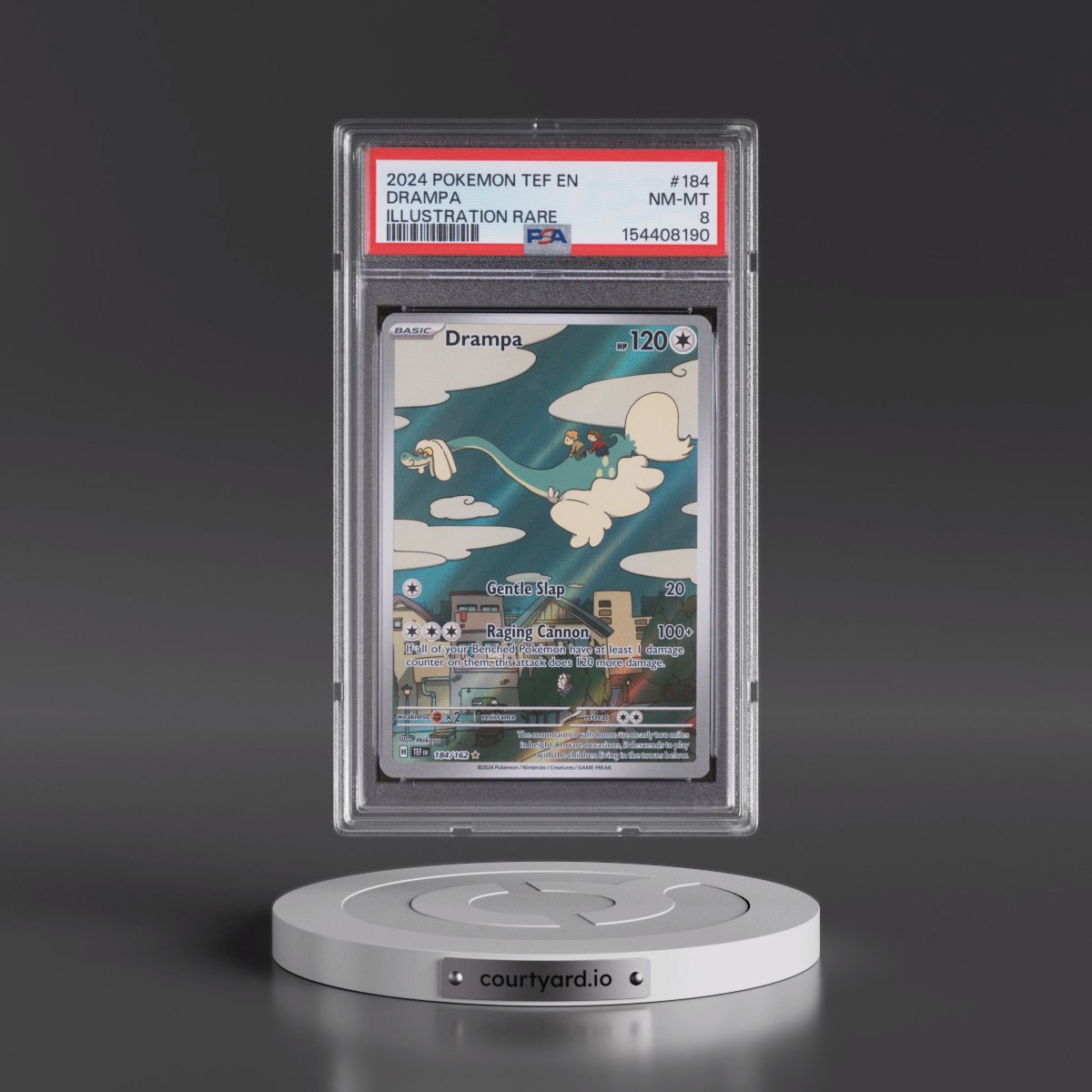 2024 Pokémon Tef EN-Temporal Forces #184 Drampa - Illustration Rare (PSA 8 NM-MT)