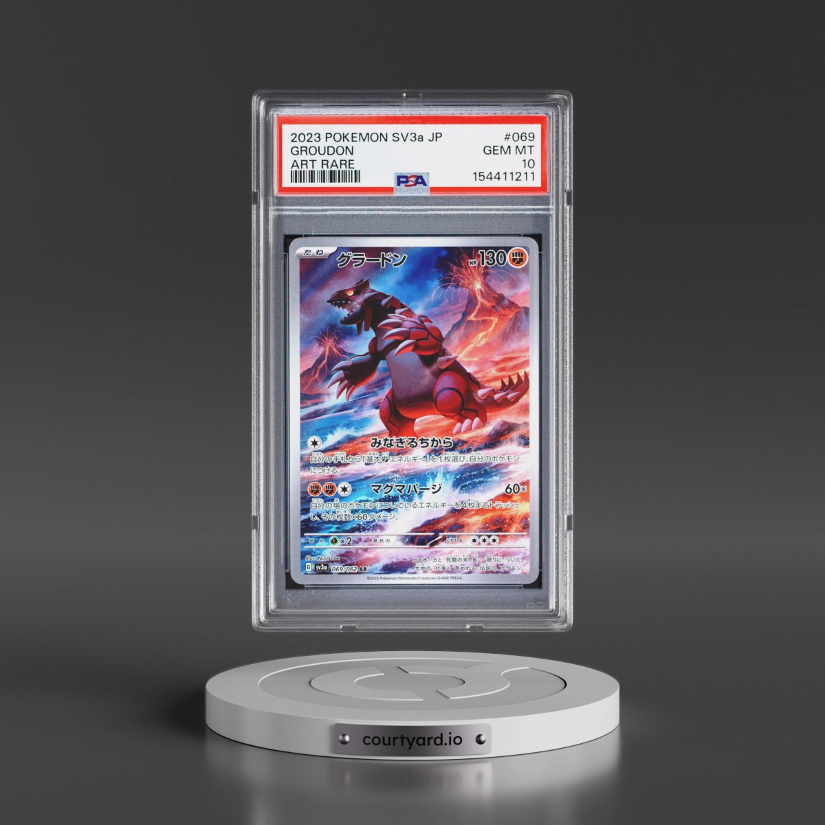 2023 Pokémon Sv3a-Raging Surf #069 Groudon - Art Rare (PSA 10 GEM MINT)