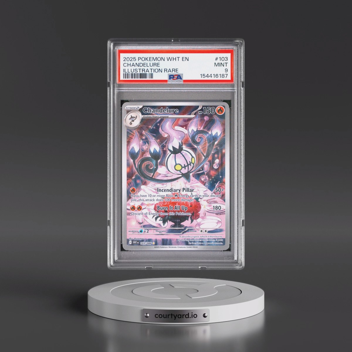 2025 Pokémon Wht EN-White Flare #103 Chandelure - Illustration Rare (PSA 9 MINT)