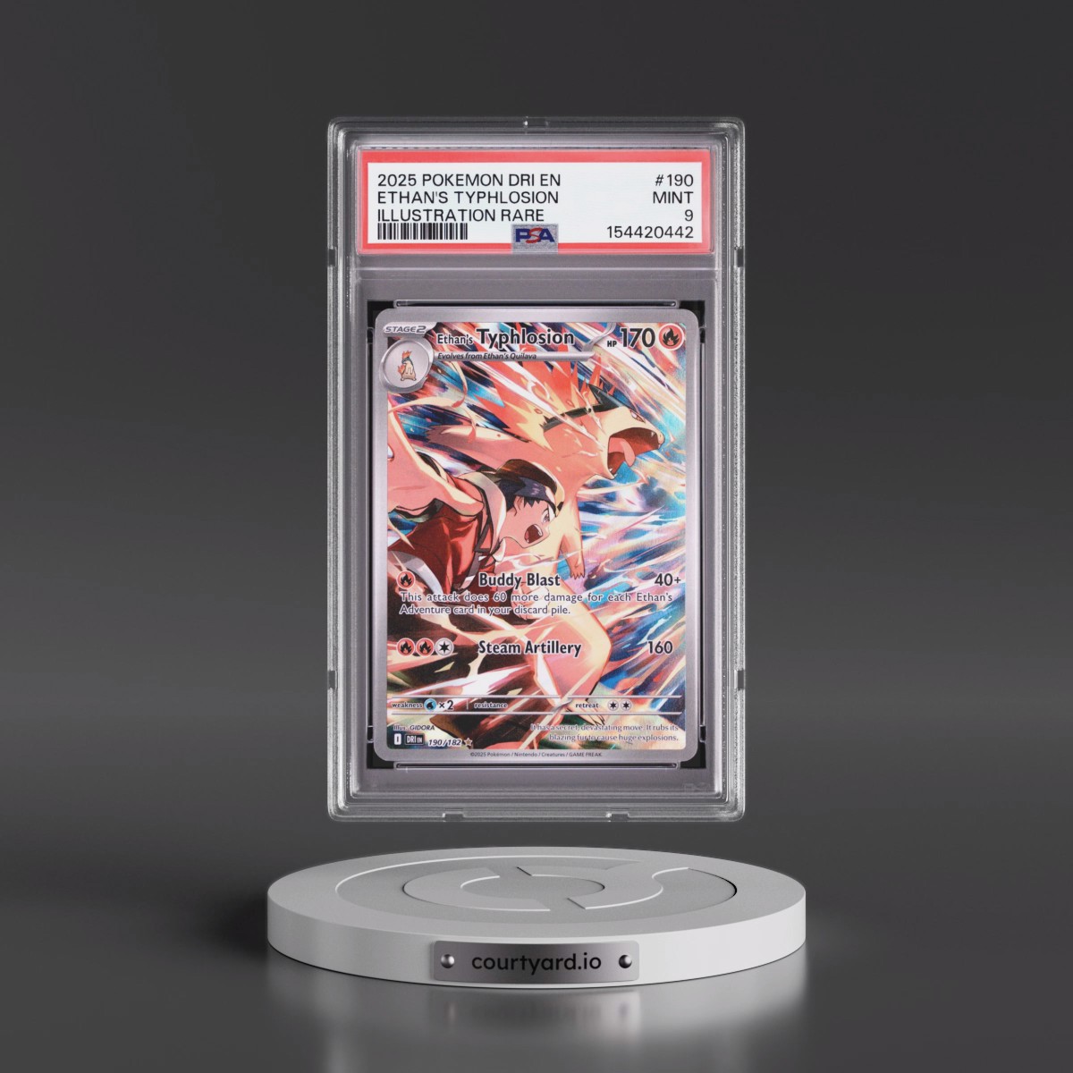 2025 Pokémon Dri EN-Destined Rivals #190 Ethan's Typhlosion - Illustration Rare (PSA 9 MINT)
