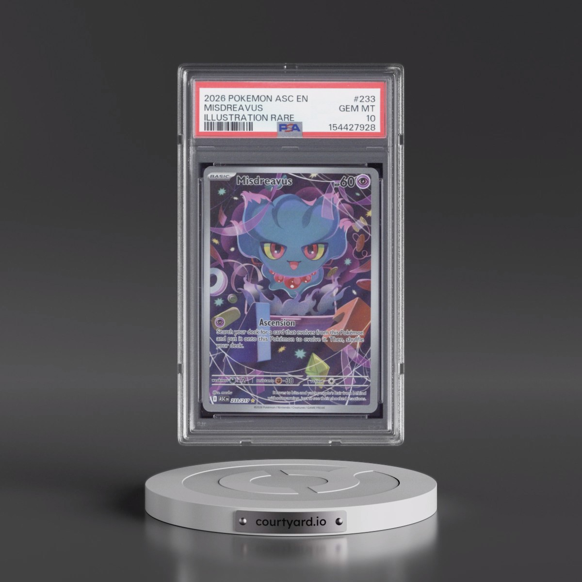 2026 Pokémon Asc EN-Ascended Heroes #233 Misdreavus - Illustration Rare (PSA 10 GEM MINT)