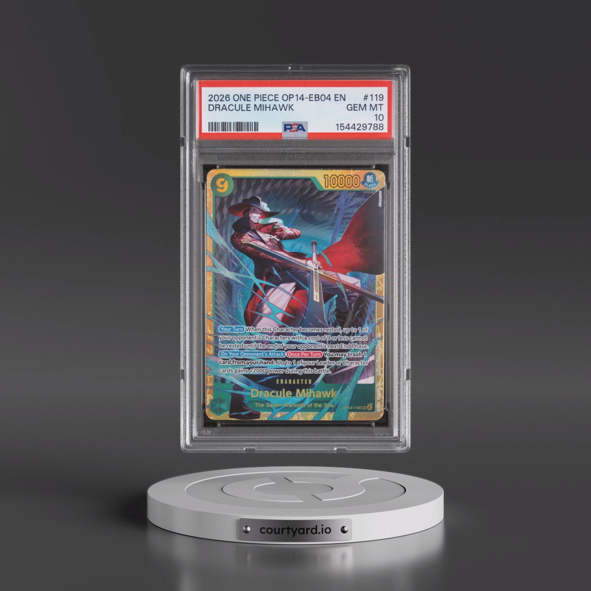 2026 One Piece OP14-EB04-the Azure Sea's Seven #119 Dracule Mihawk (PSA 10 GEM MINT)
