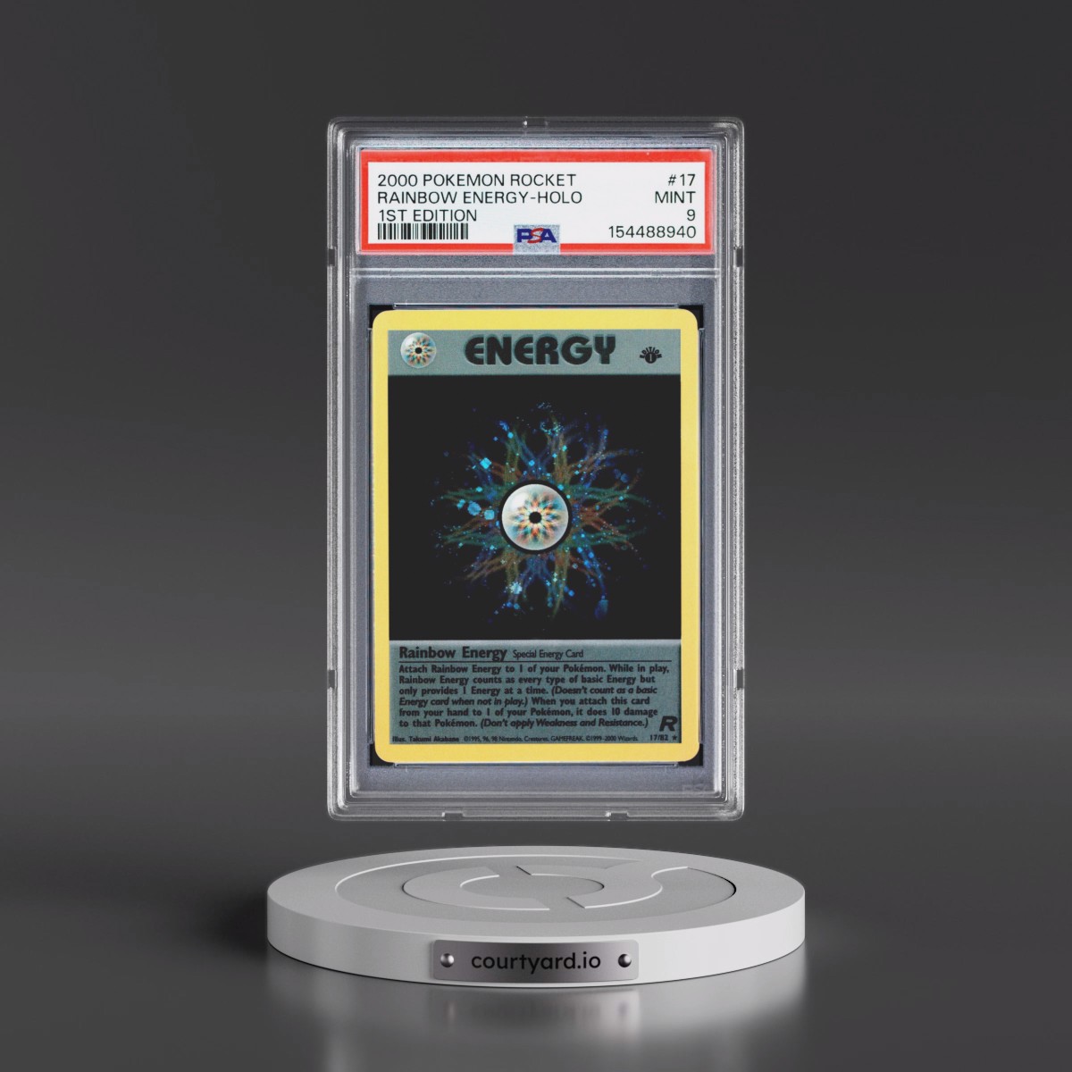 2000 Pokémon Rocket #17 Rainbow Energy - 1st Edition Holo (PSA 9 MINT)