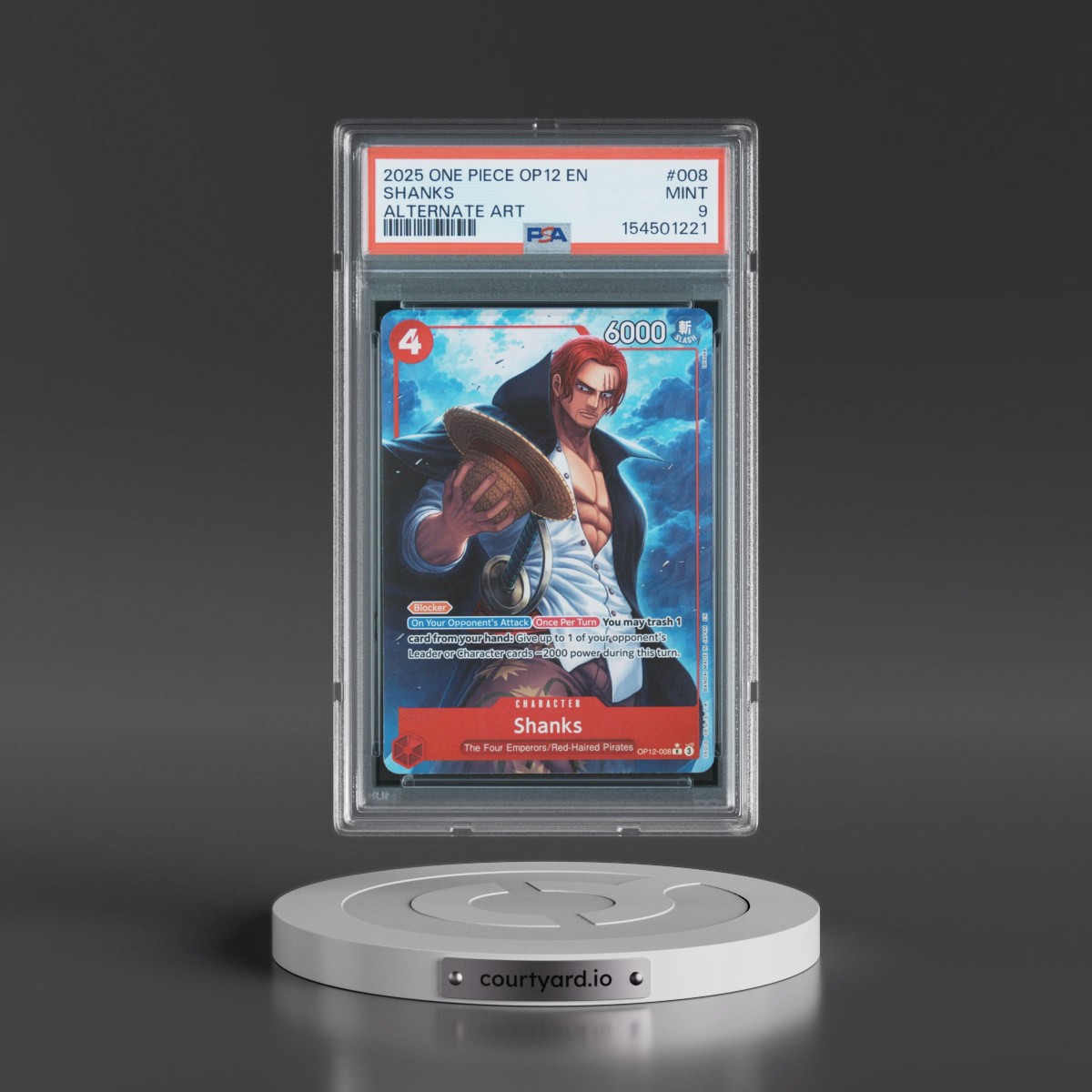 2025 One Piece OP12-Legacy of the Master #008 Shanks - Alternate Art (PSA 9 MINT)