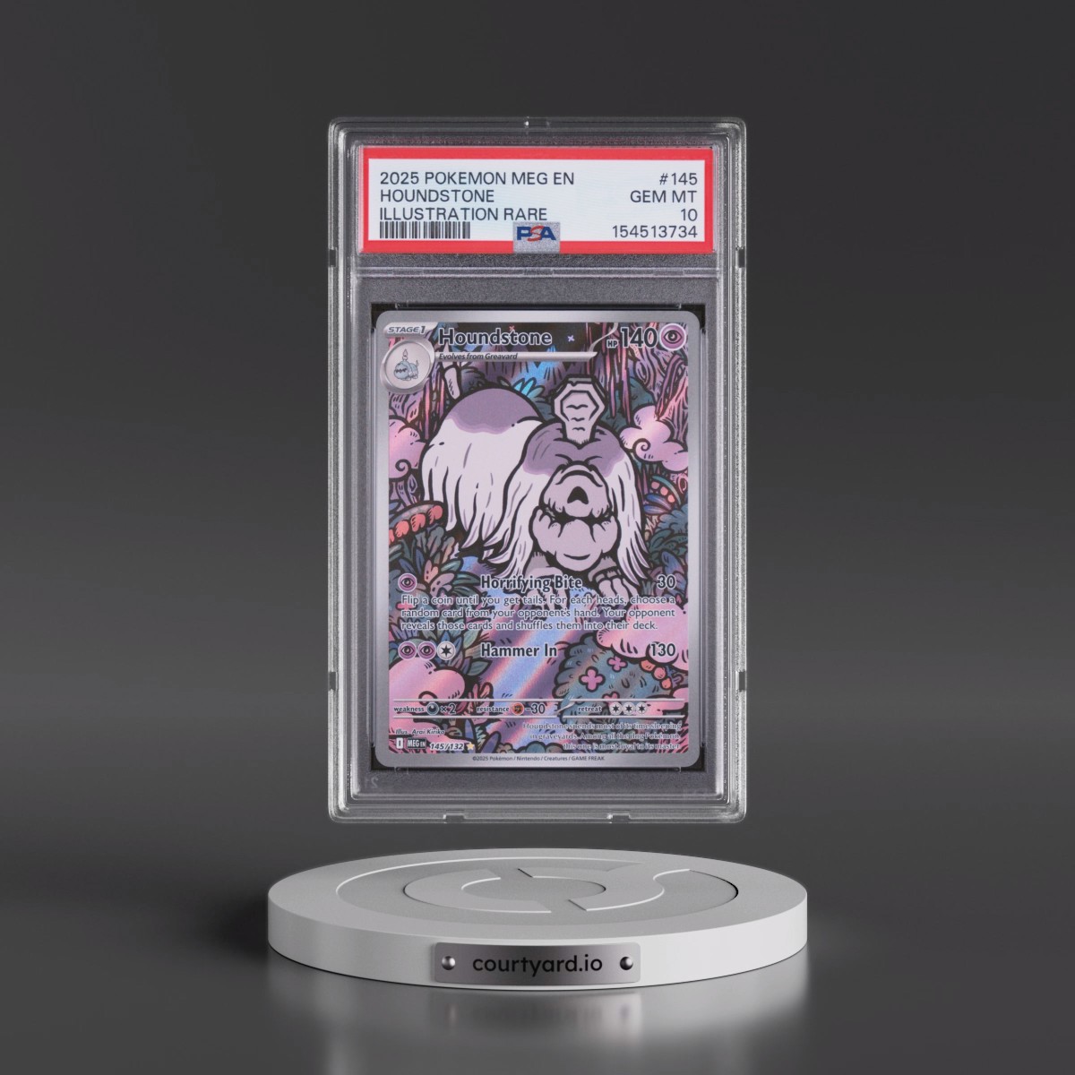 2025 Pokémon Meg EN-Mega Evolution #145 Houndstone - Illustration Rare (PSA 10 GEM MINT)
