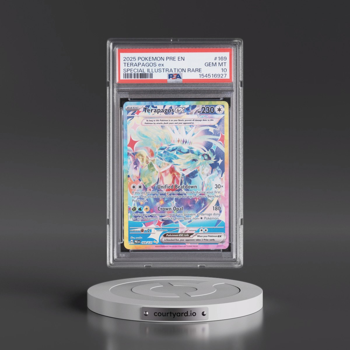 2025 Pokémon Pre EN-Prismatic Evolutions #169 Terapagos EX - Holo Special Illustration Rare (PSA 10 GEM MINT)