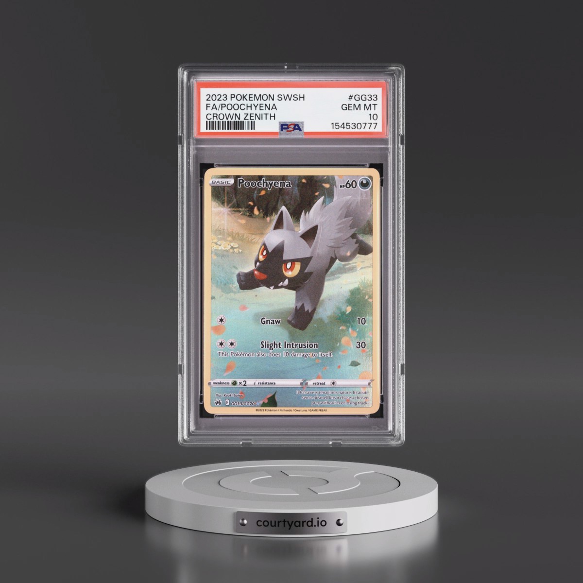 2023 Pokémon Sword and Shield Crown Zenith #GG33 Poochyena - Full Art (PSA 10 GEM MINT)