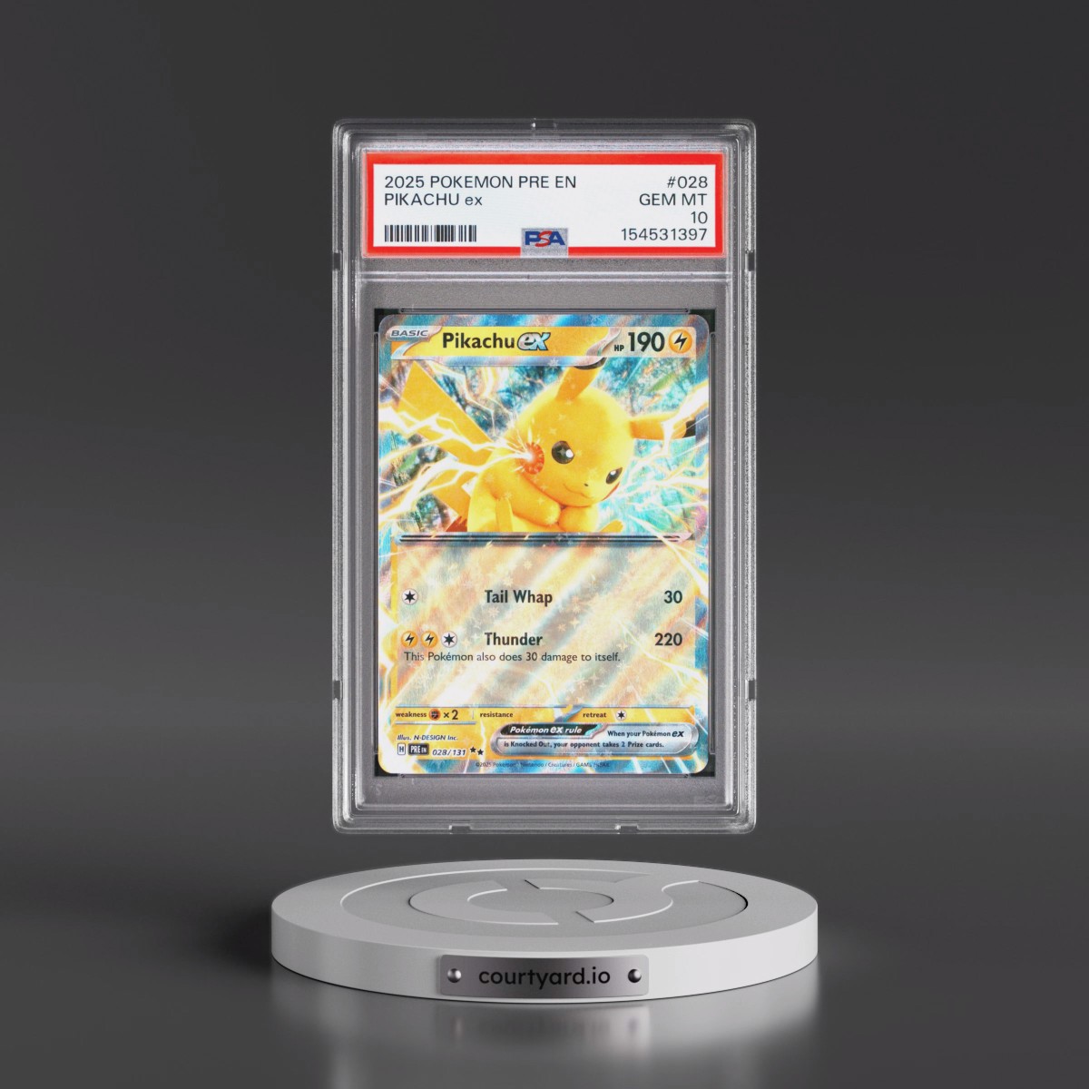 2025 Pokémon Pre EN-Prismatic Evolutions #028 Pikachu EX - Holo (PSA 10 GEM MINT)