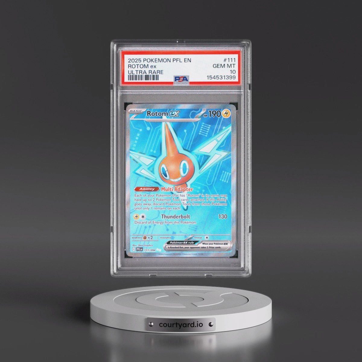 2025 Pokémon Pfl EN-Phantasmal Flames #111 Rotom EX - Holo Ultra Rare (PSA 10 GEM MINT)