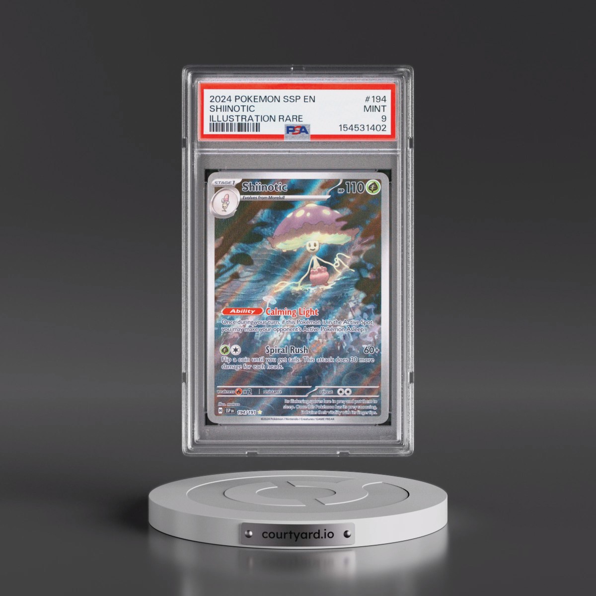 2024 Pokémon Ssp EN-Surging Sparks #194 Shiinotic - Illustration Rare (PSA 9 MINT)